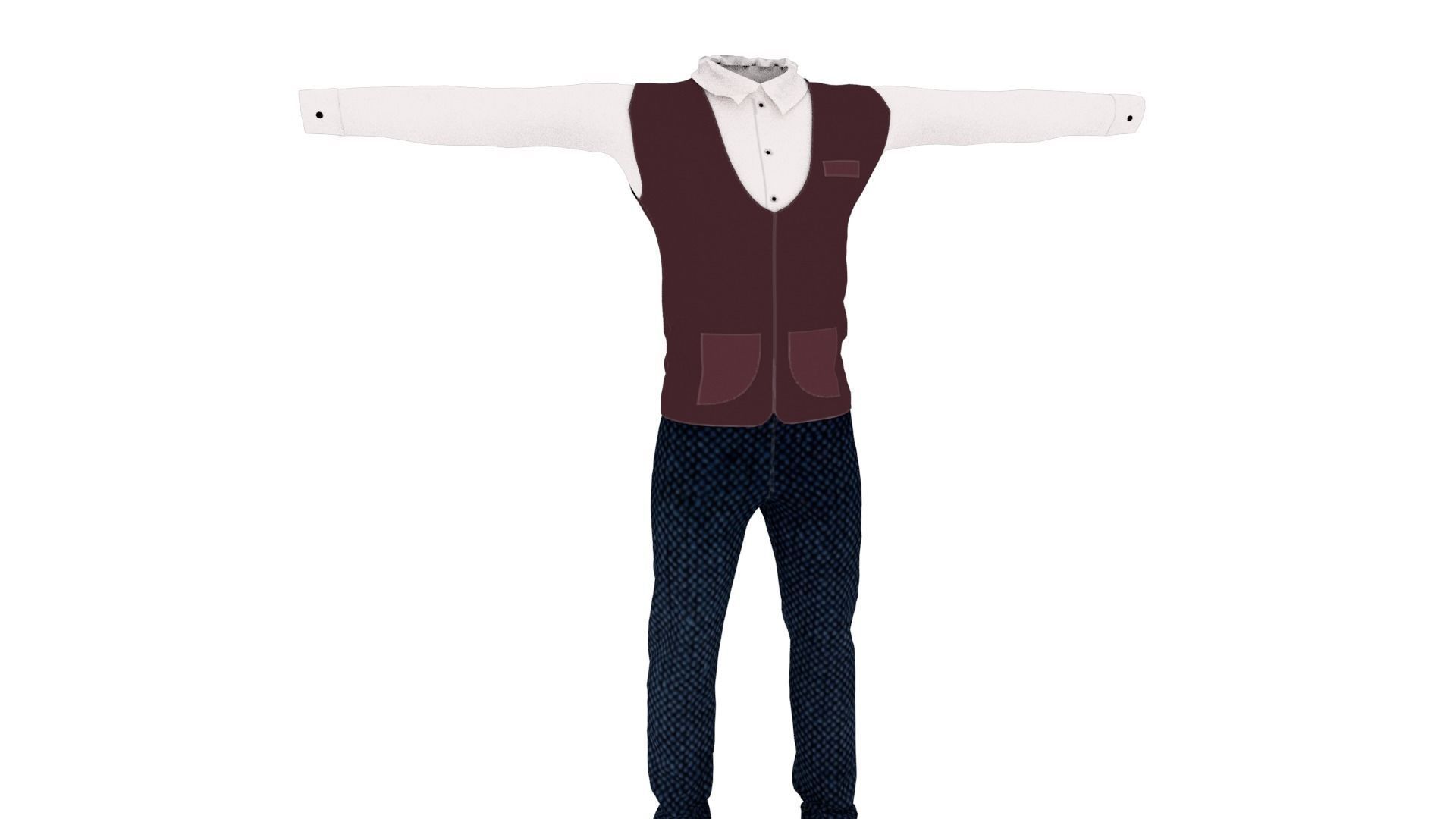 Man Suit Low-poly 3D model_1