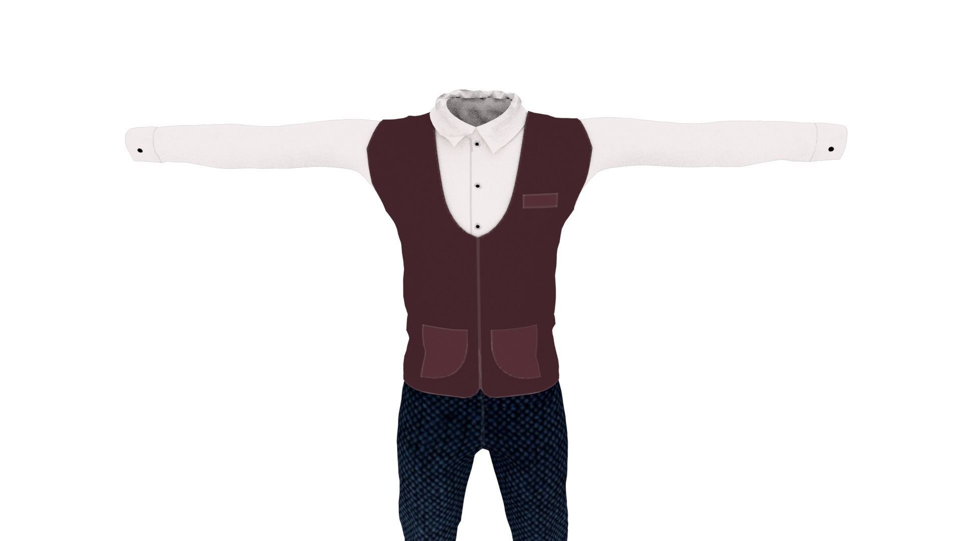 Man Suit Low-poly 3D model_5