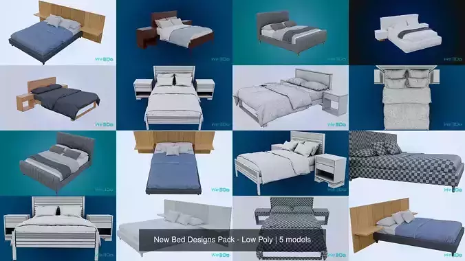 New Bed Designs Pack - Low Poly 3D Model Collection