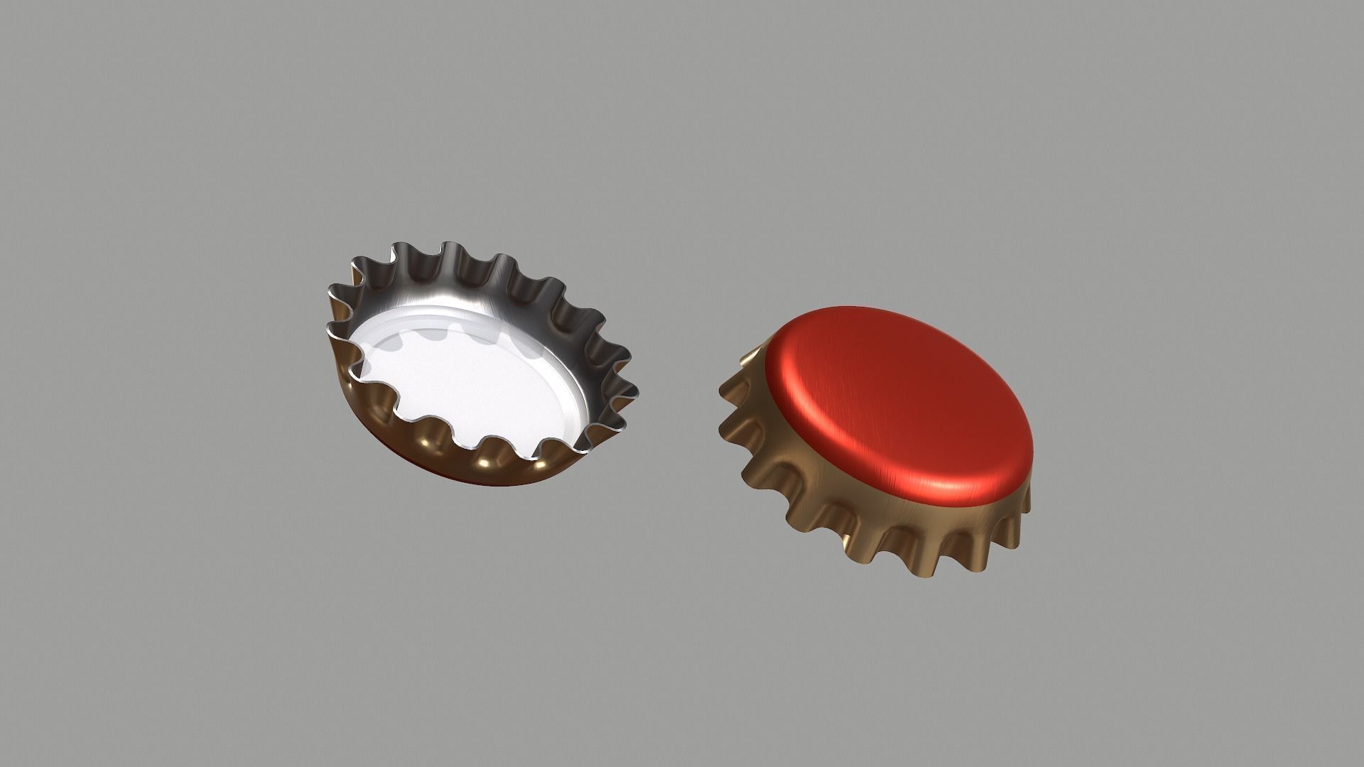 Metal Red Bottle Cap Low-poly 3D model_1