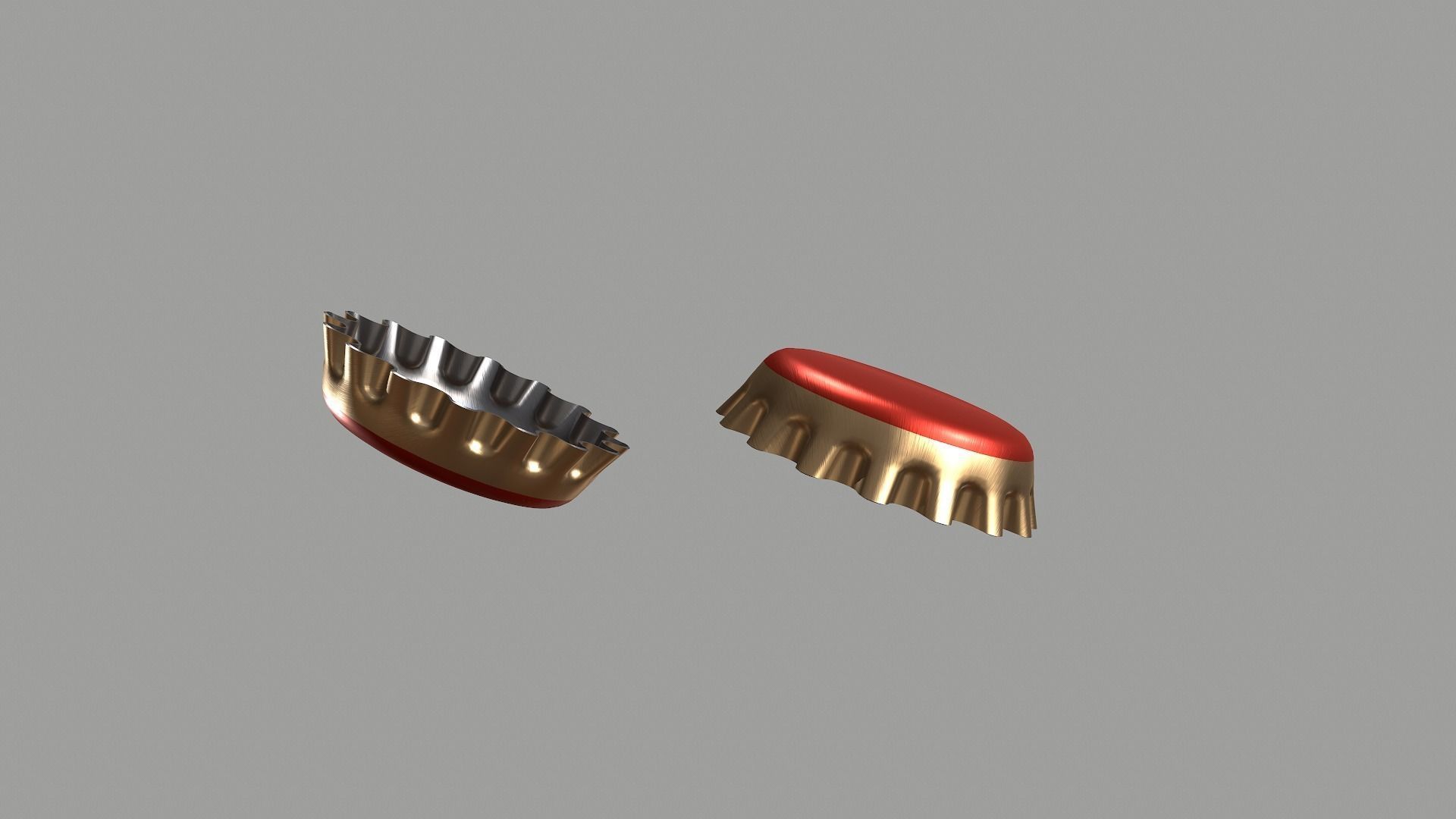 Metal Red Bottle Cap Low-poly 3D model_2