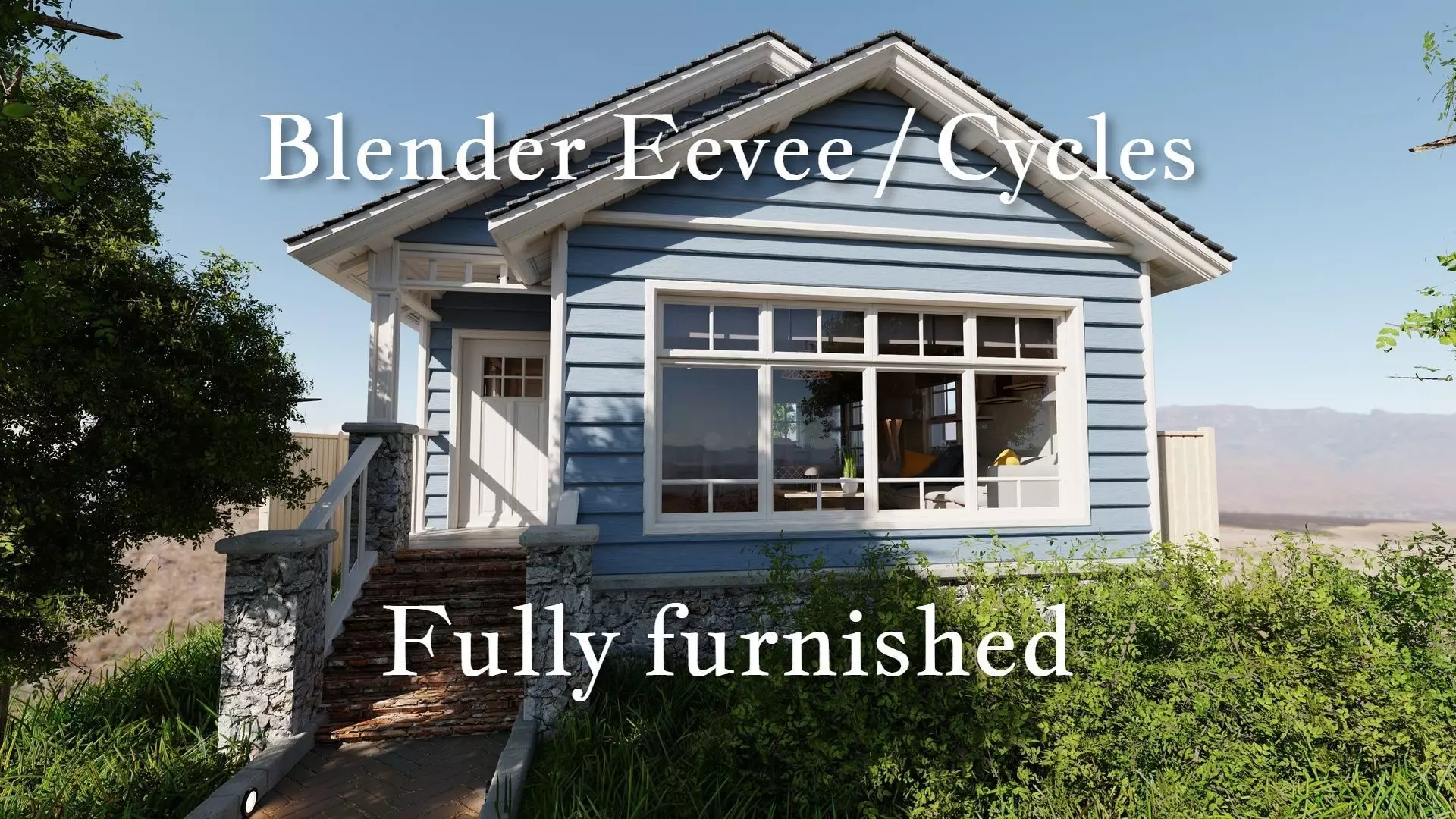 Modular Classic Style American House 2 Low-poly 3D model_0