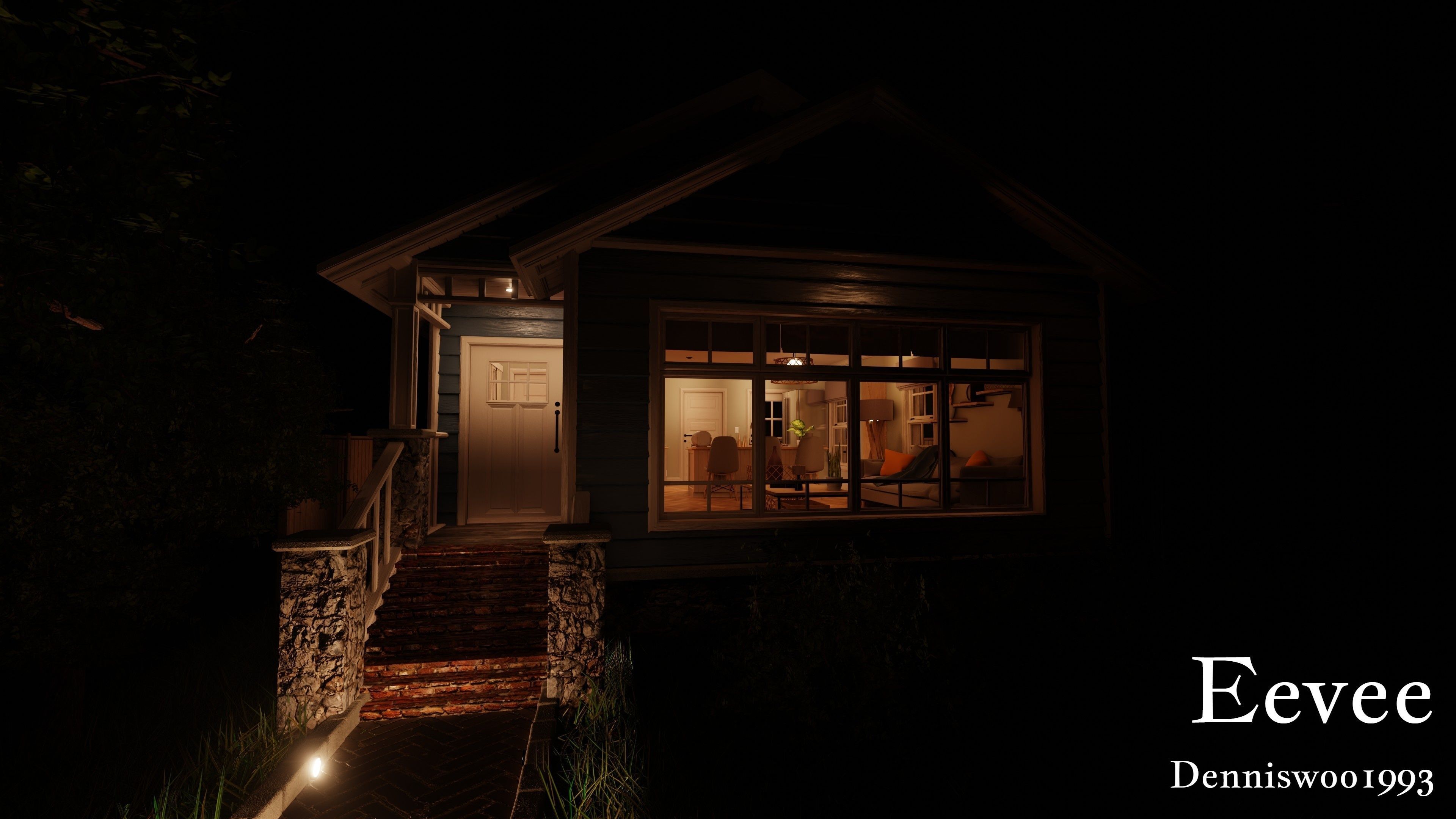 Modular Classic Style American House 2 Low-poly 3D model_21