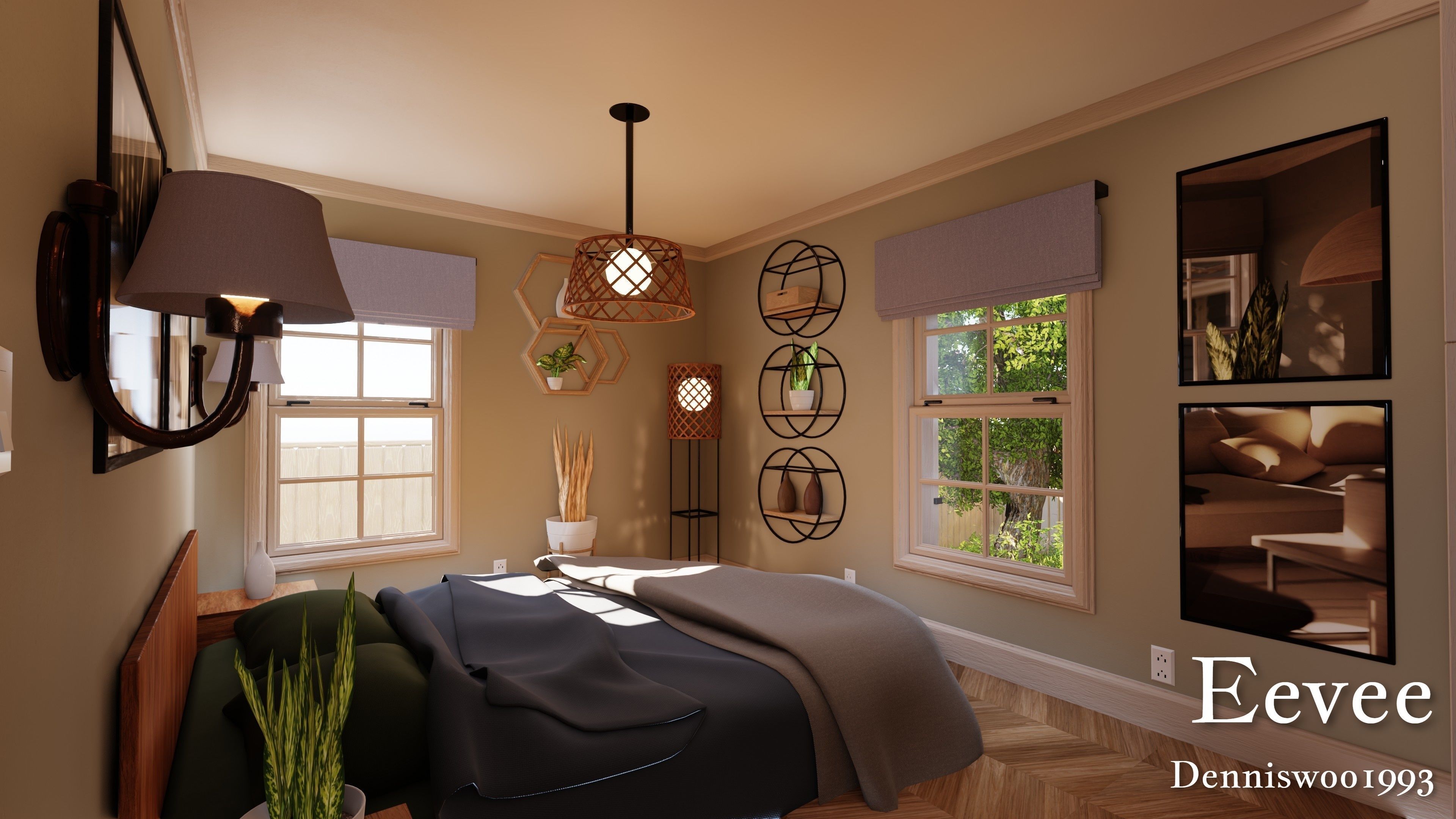 Modular Classic Style American House 2 Low-poly 3D model_18