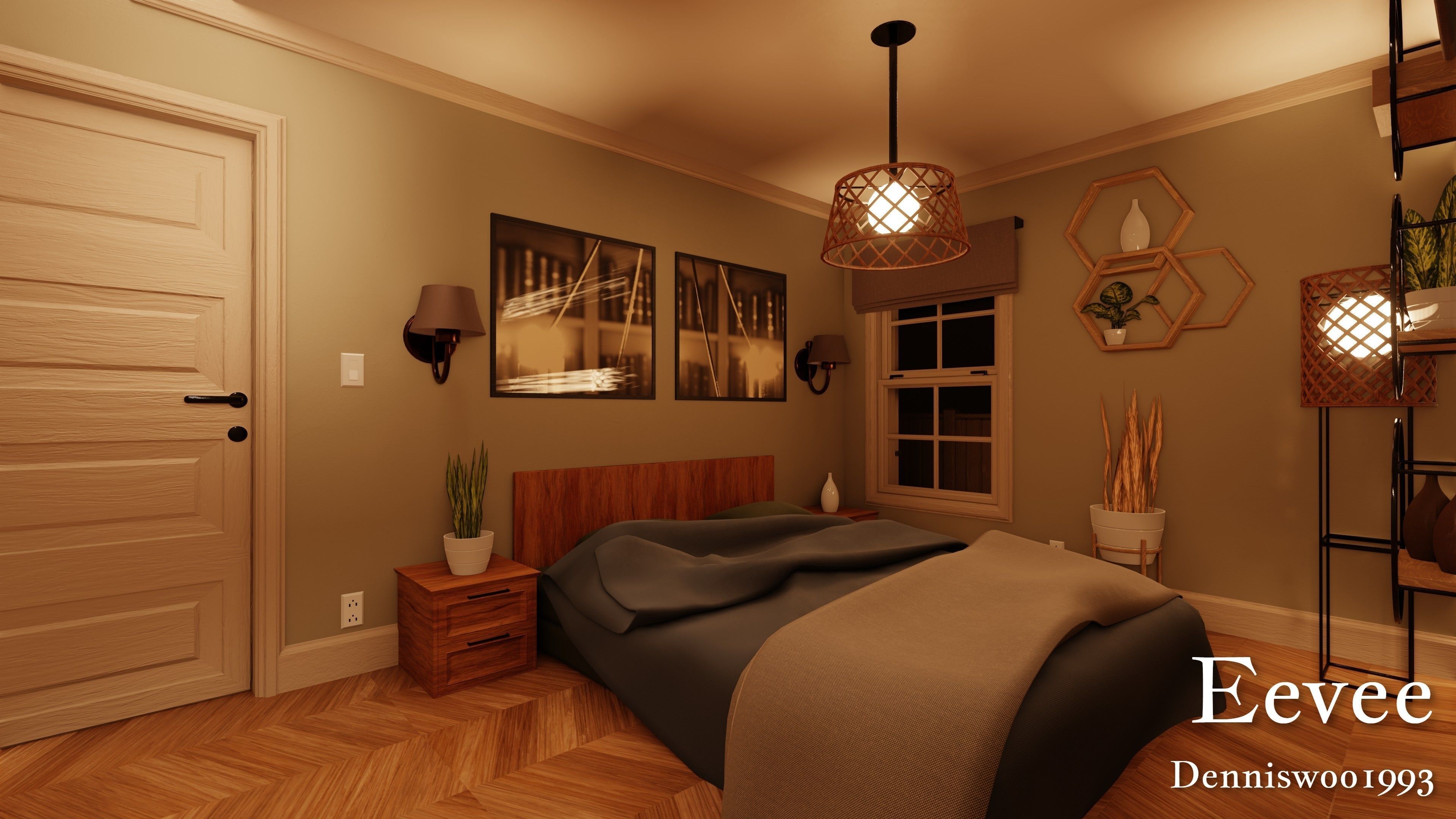 Modular Classic Style American House 2 Low-poly 3D model_23