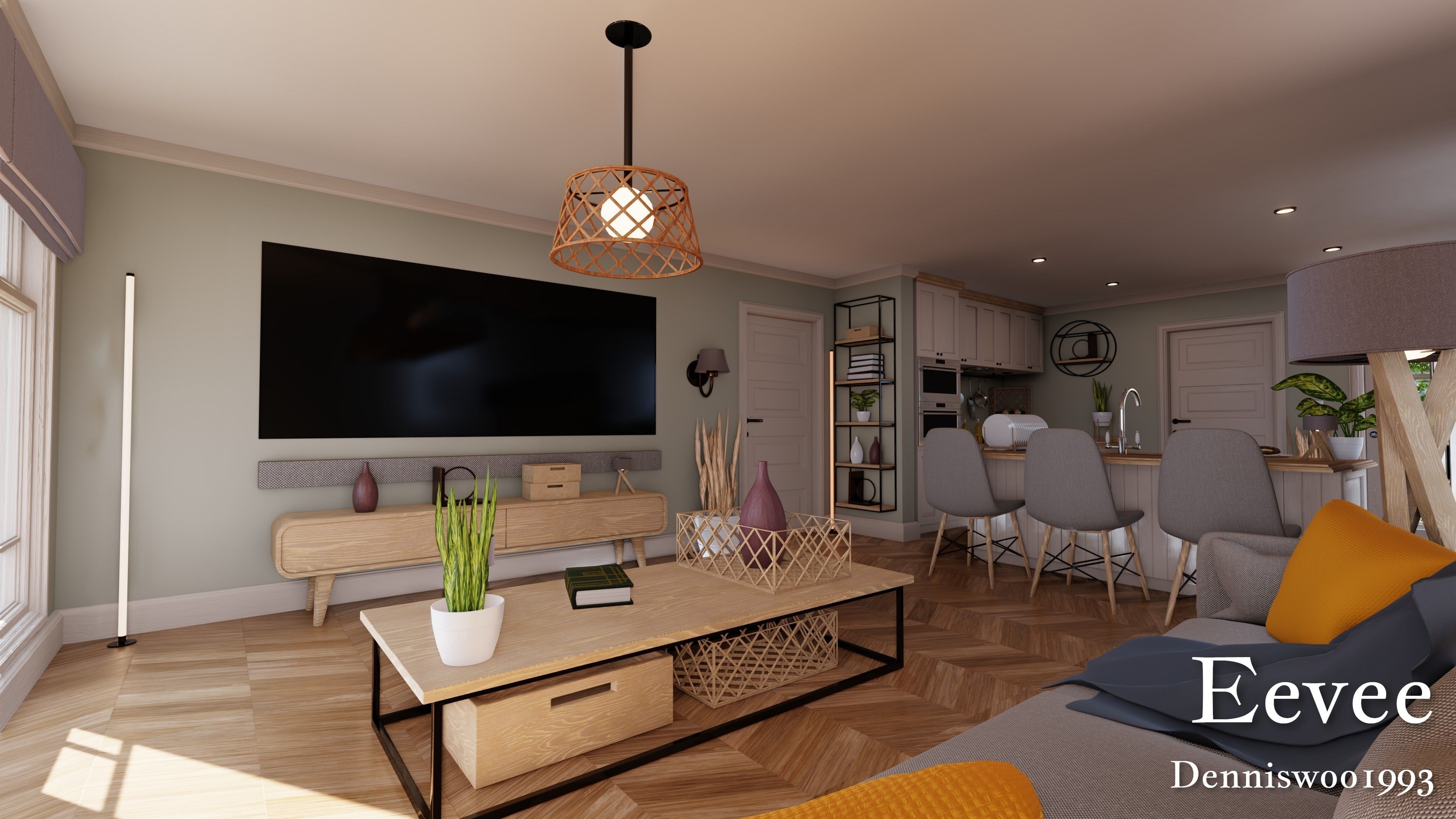 Modular Classic Style American House 2 Low-poly 3D model_16