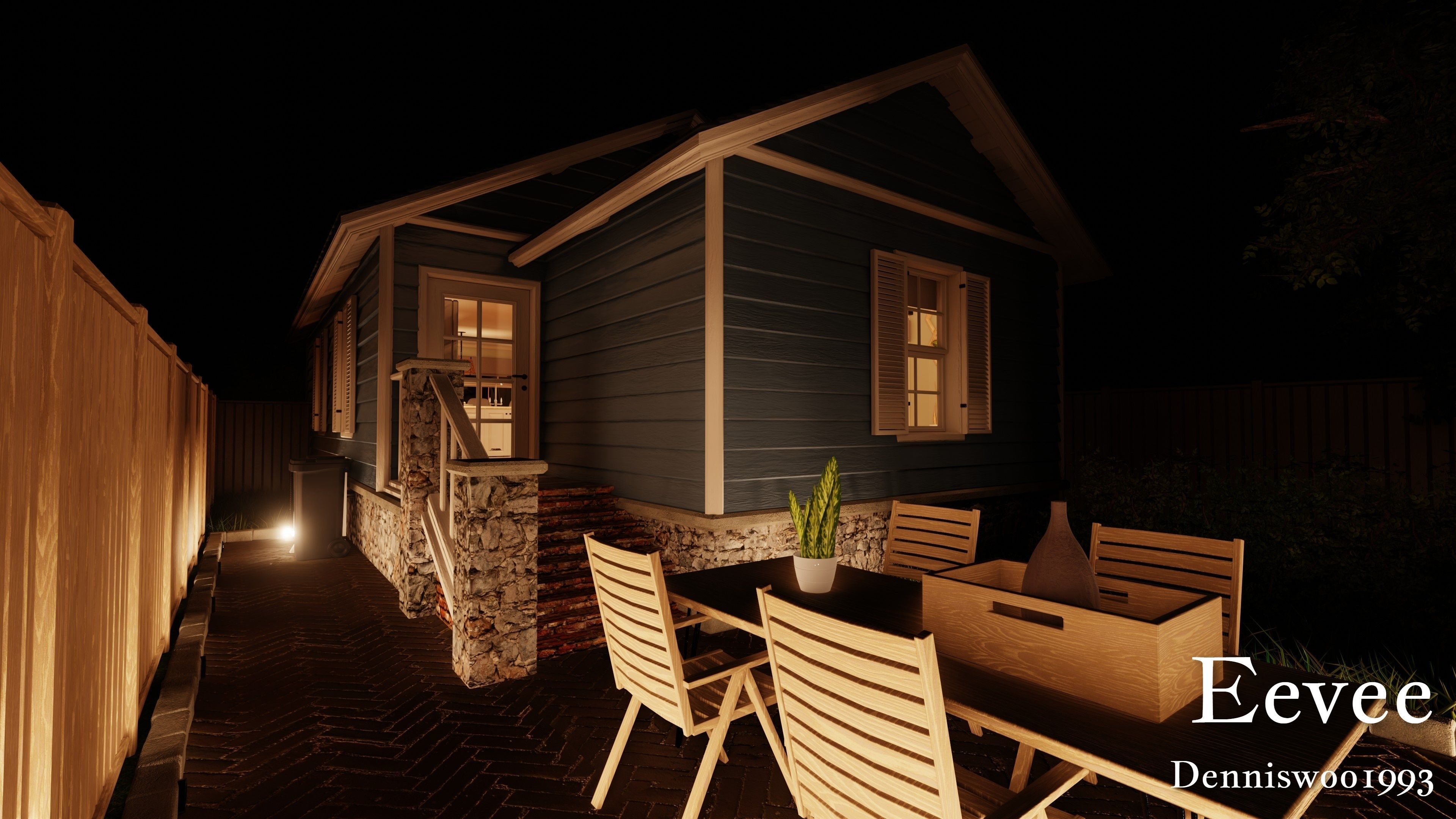 Modular Classic Style American House 2 Low-poly 3D model_25