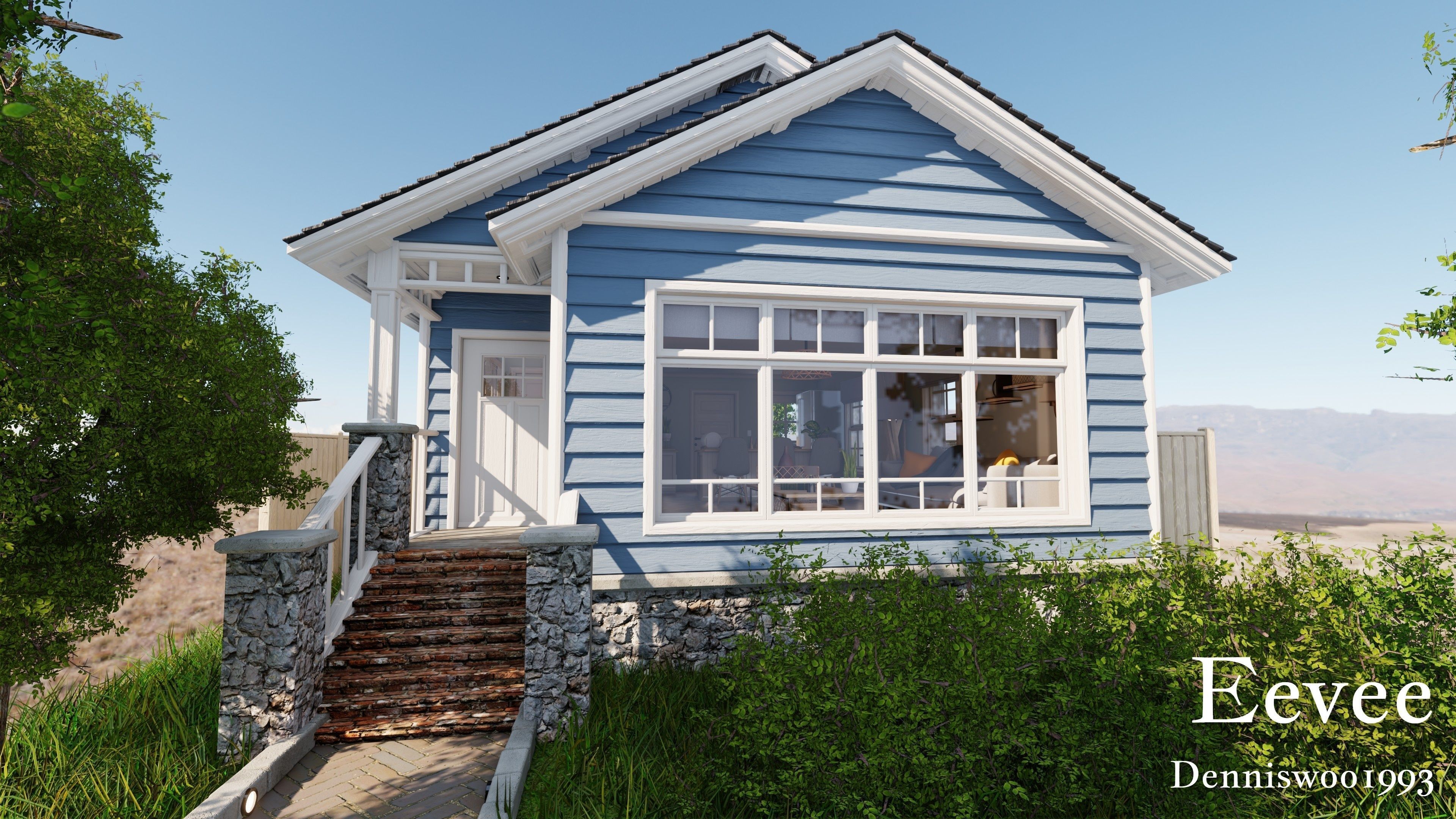 Modular Classic Style American House 2 Low-poly 3D model_15