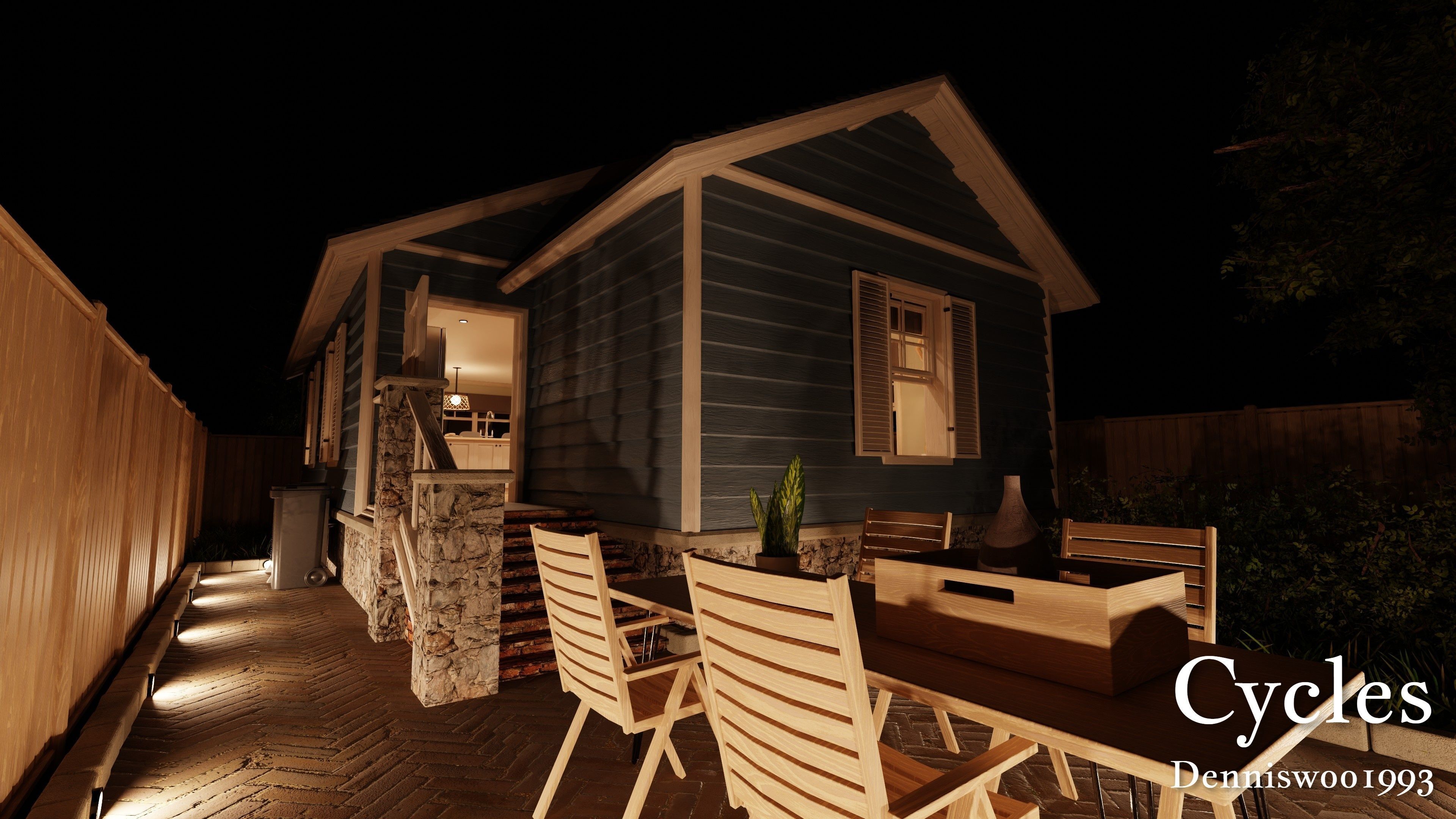 Modular Classic Style American House 2 Low-poly 3D model_14