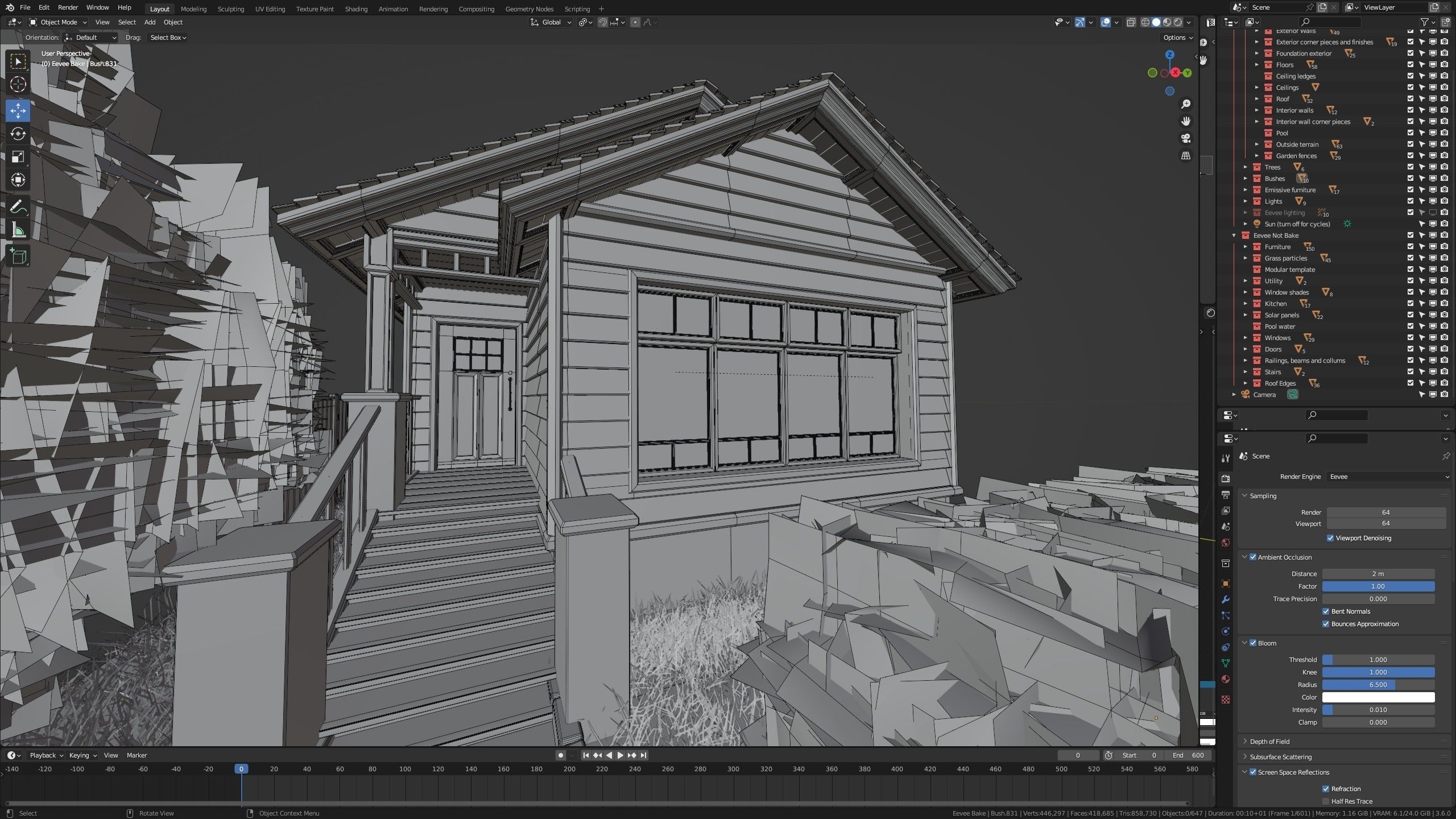 Modular Classic Style American House 2 Low-poly 3D model_26