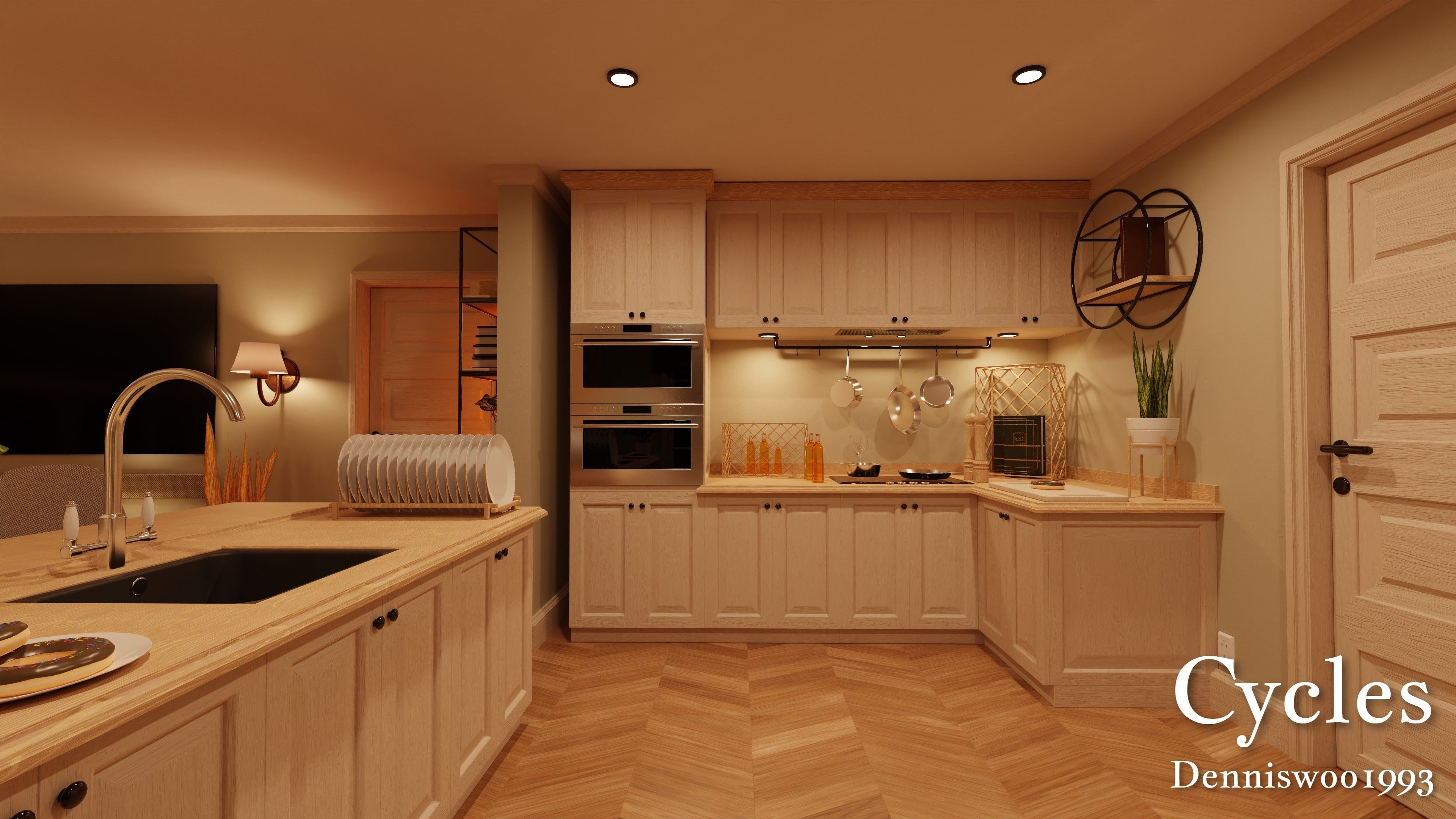 Modular Classic Style American House 2 Low-poly 3D model_11