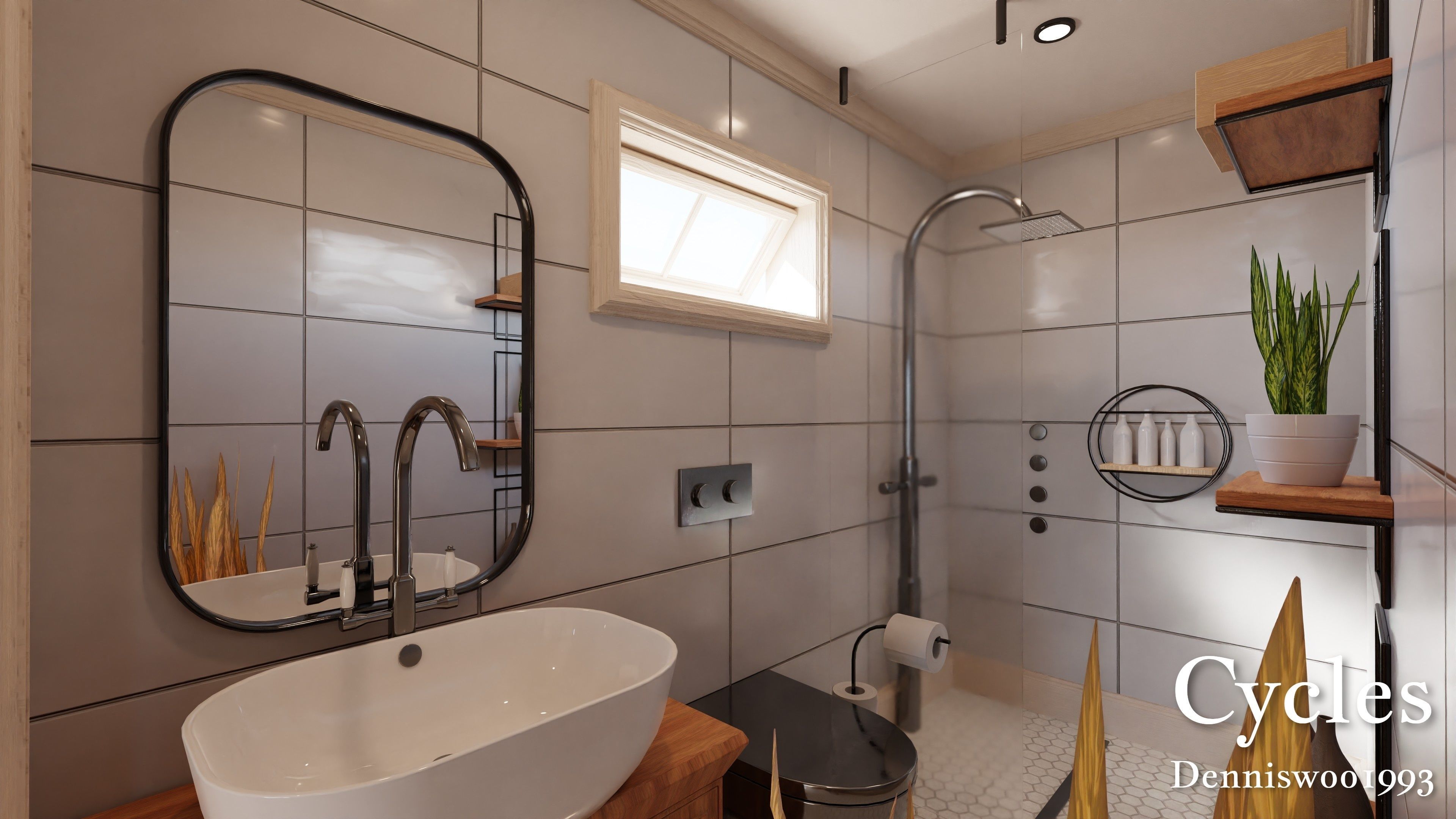 Modular Classic Style American House 2 Low-poly 3D model_7