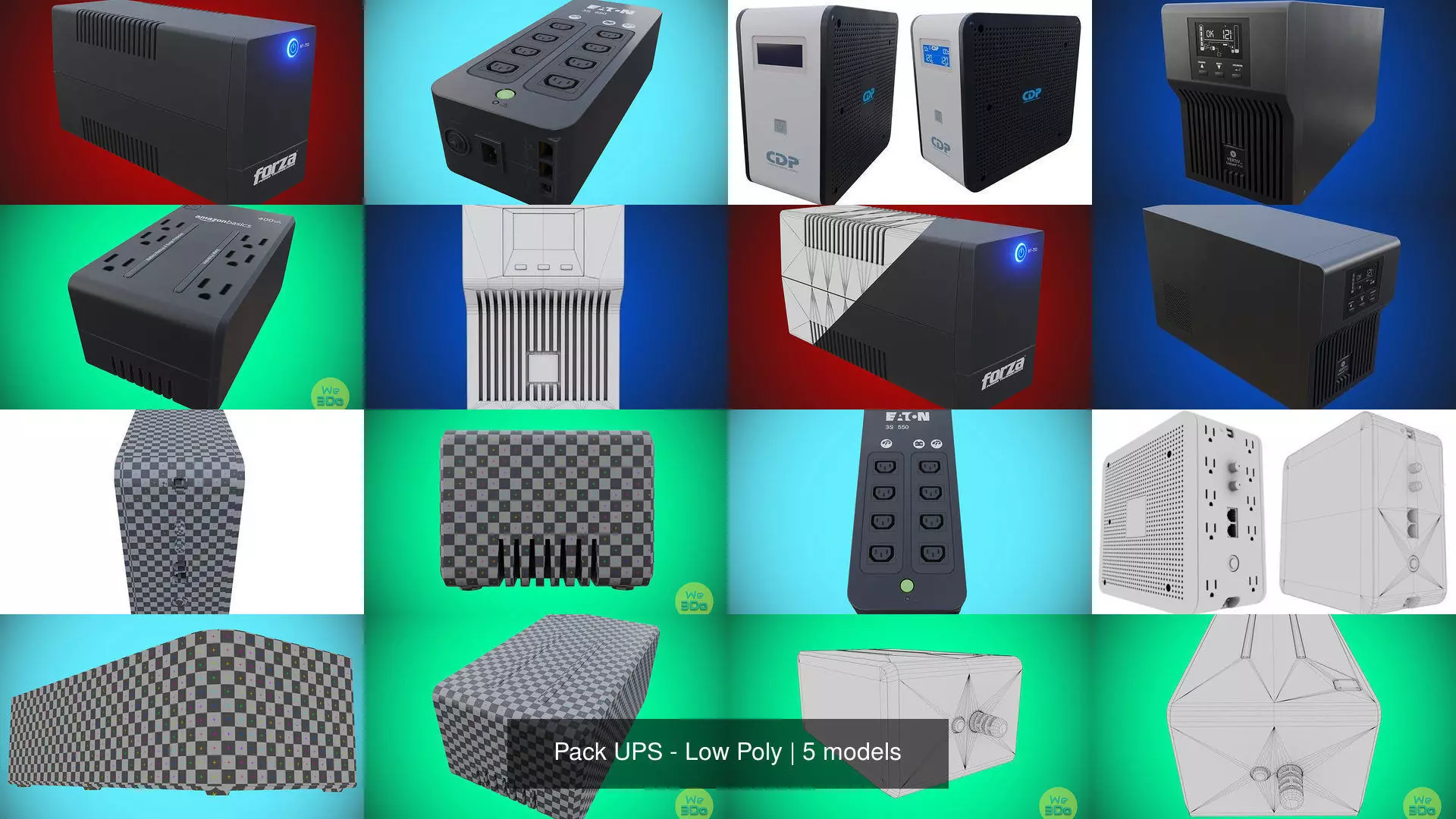 Pack UPS - Low Poly 3D Model Collection_0