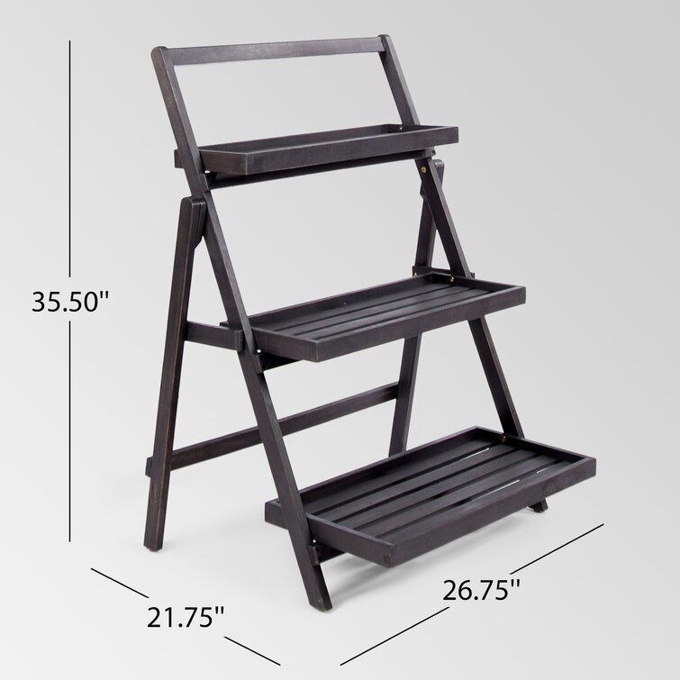 Fenimore Rectangle Multi-tiered Acacia Plant Stand 3D model_6
