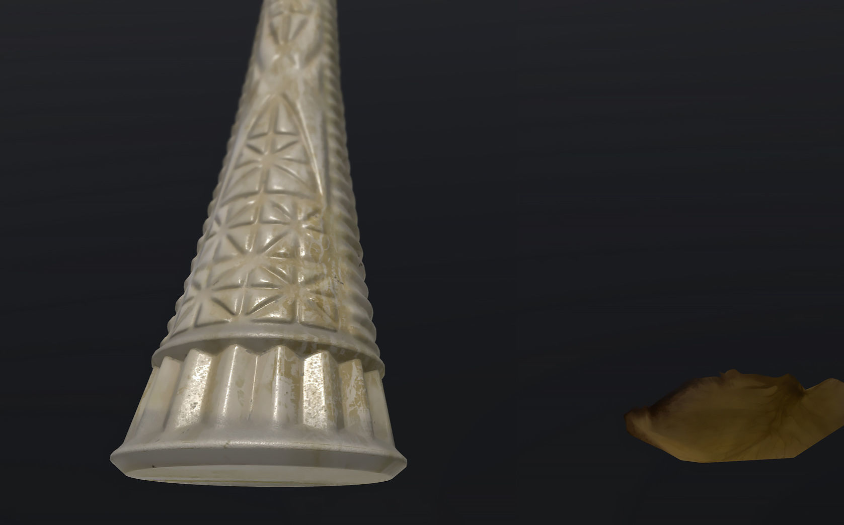 Dead Flowers in Vintage Milk Glass Vase 3D model_4