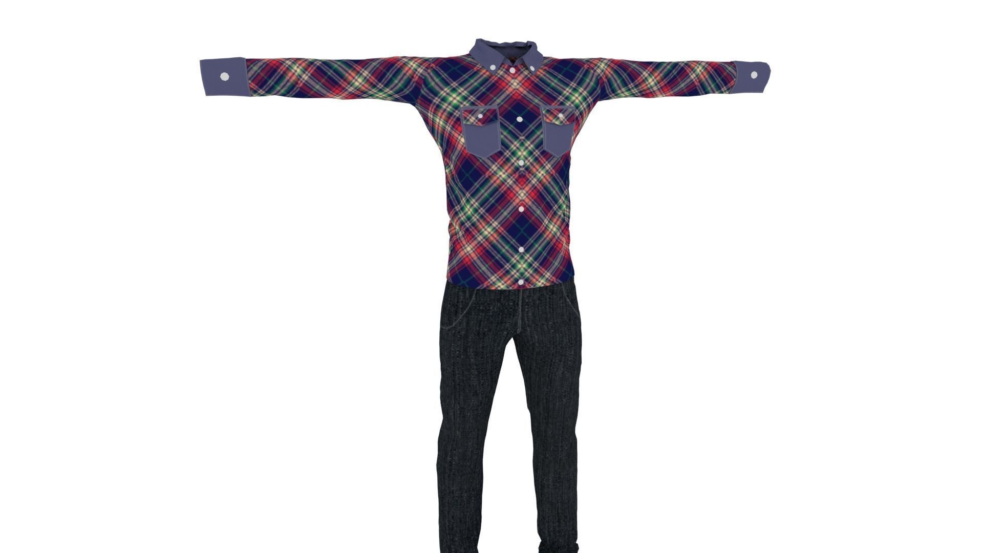 Clothing Low-poly 3D model_1