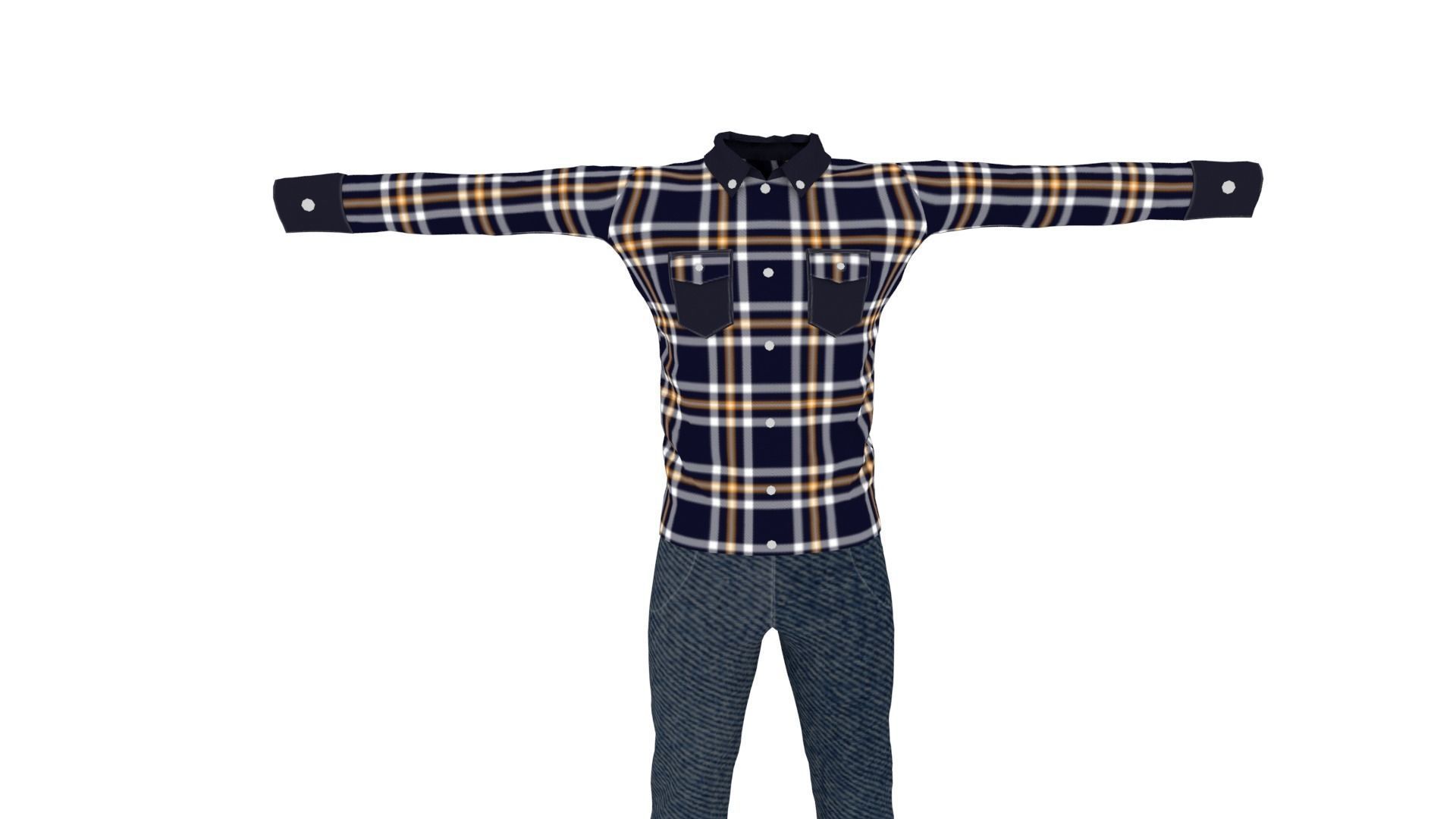 Outfit Low-poly 3D model_2