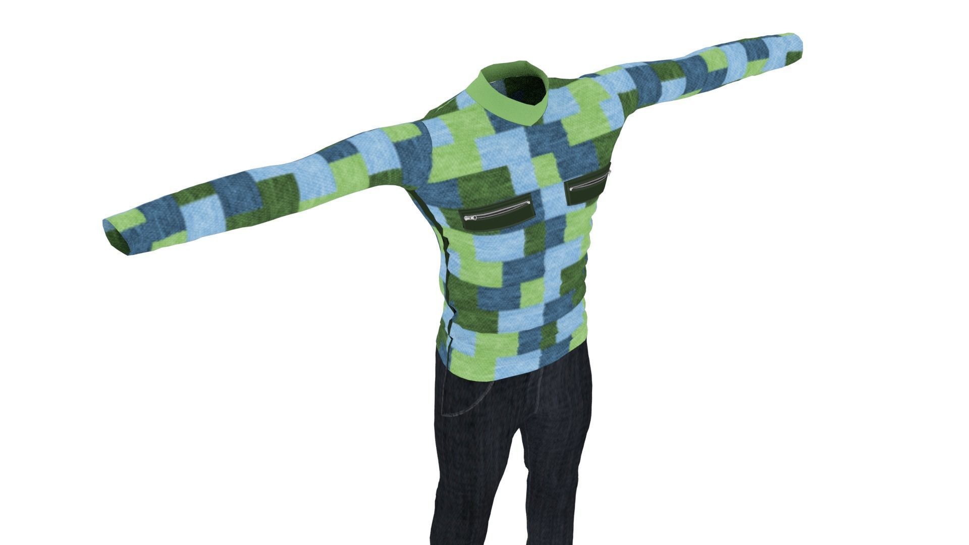 Outfit Low-poly 3D model_4