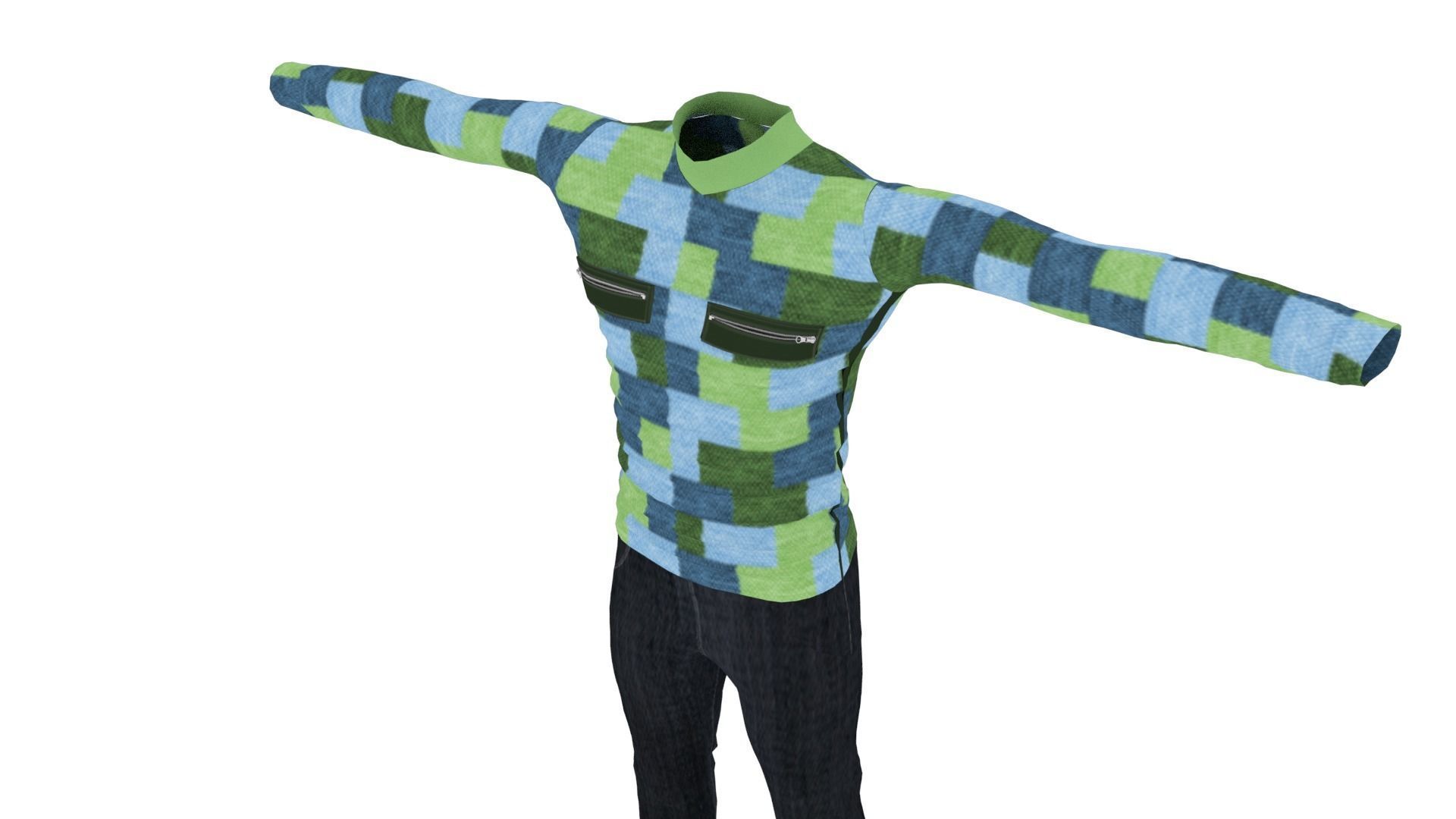 Outfit Low-poly 3D model_3