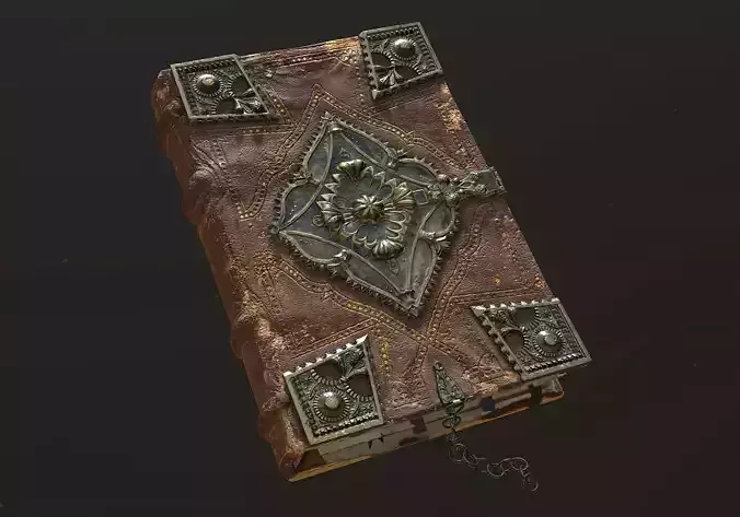 Ancient Leather-Bound Tome with Lock 3D model