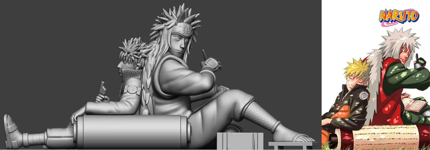 Naruto and jiraiya  3D print model_0