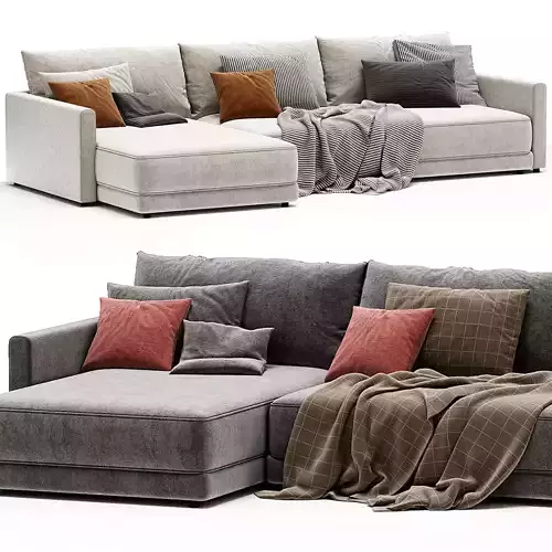 Gather Deep 2 Piece Left Arm Wide Chaise Sectional Sofa 3D model
