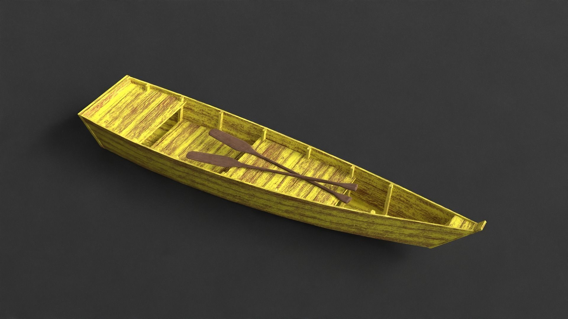 PBR Wooden Row Boat Low-poly 3D model_4