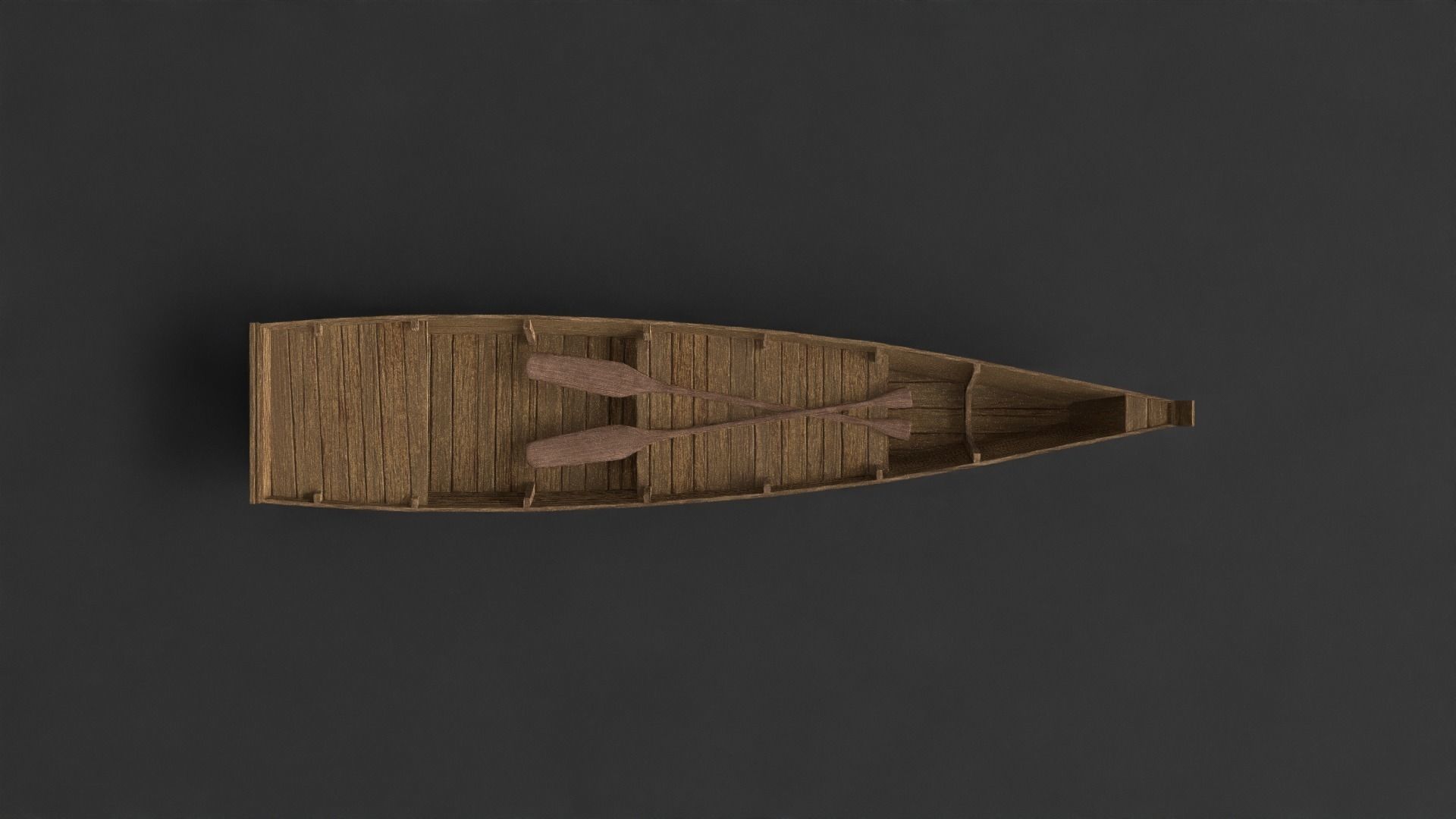 PBR Wooden Row Boat Low-poly 3D model_9