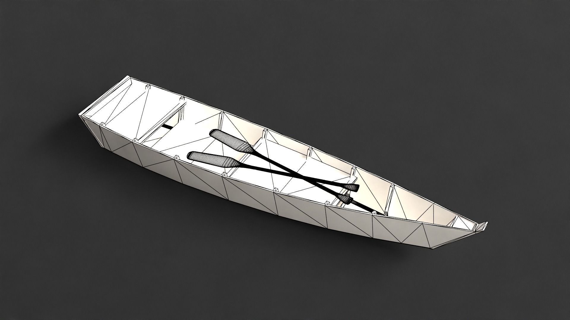 PBR Wooden Row Boat Low-poly 3D model_10