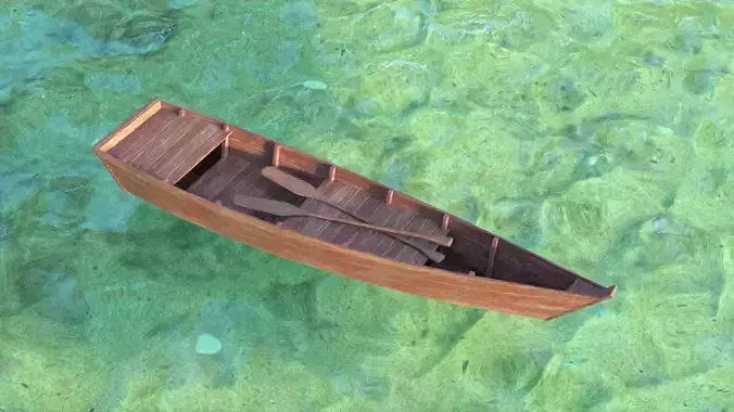 PBR Wooden Row Boat Low-poly 3D model PBR Wooden Row Boat Low-poly 3D model