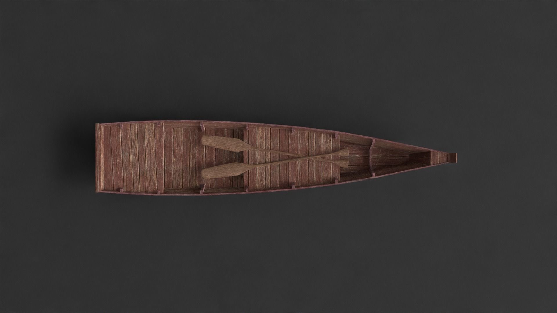 PBR Wooden Row Boat Low-poly 3D model_8