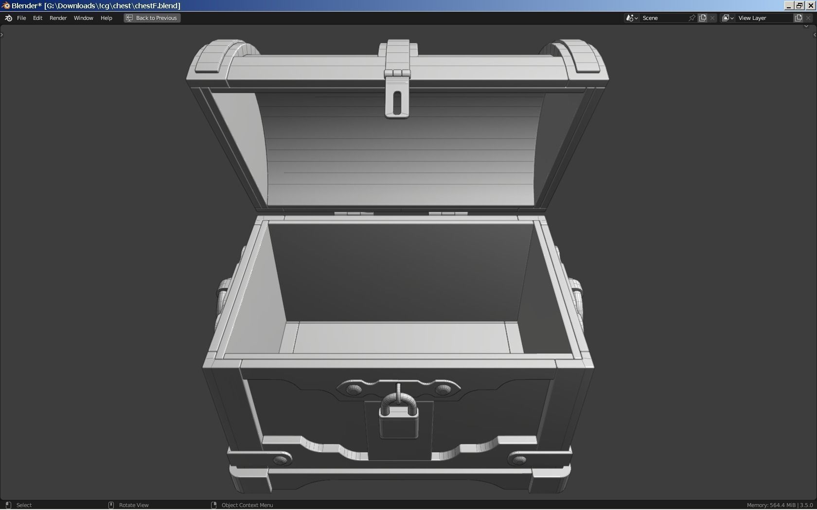 Old Treasure Chest 3D model_8