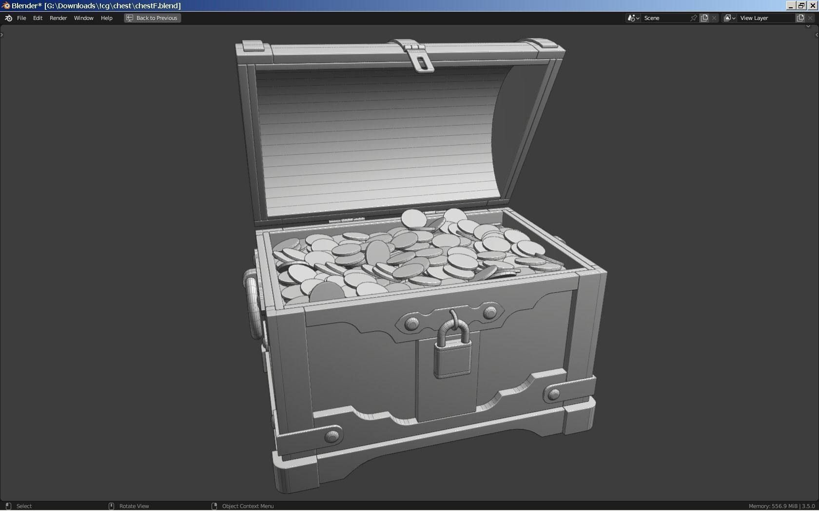 Old Treasure Chest 3D model_7