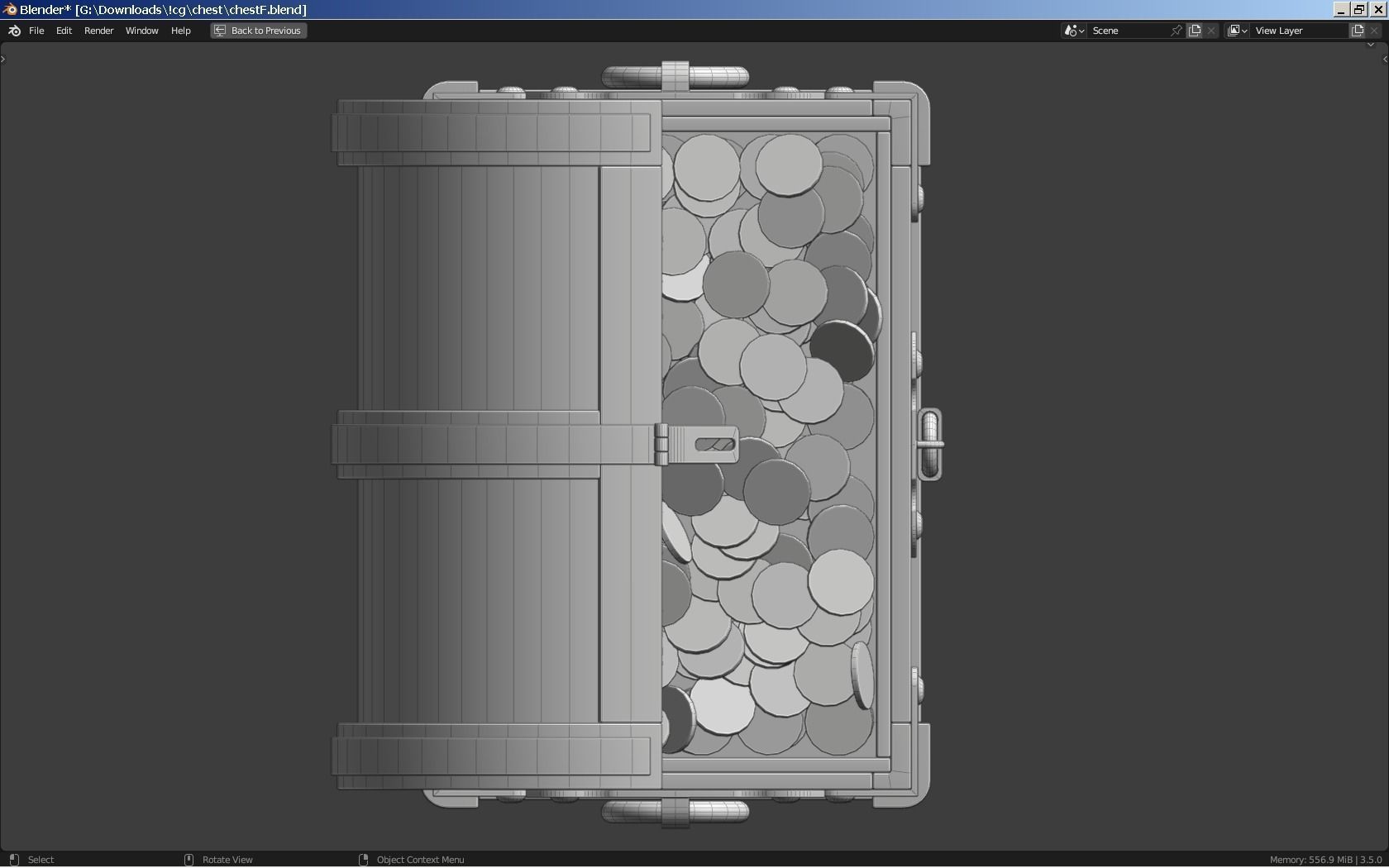 Old Treasure Chest 3D model_5