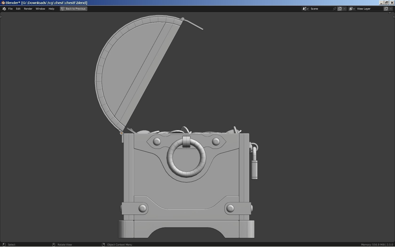 Old Treasure Chest 3D model_2