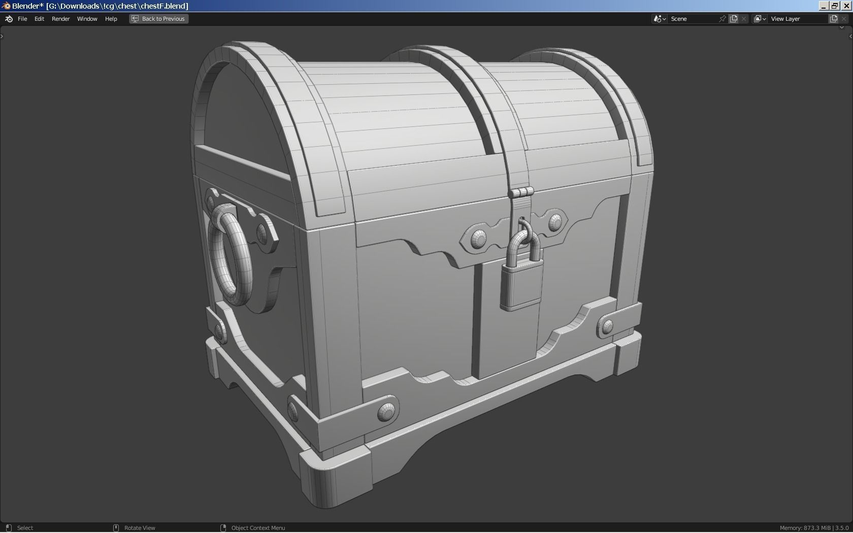 Old Treasure Chest 3D model_9