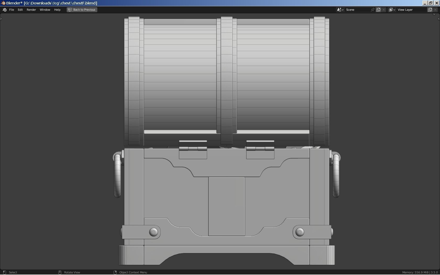 Old Treasure Chest 3D model_4