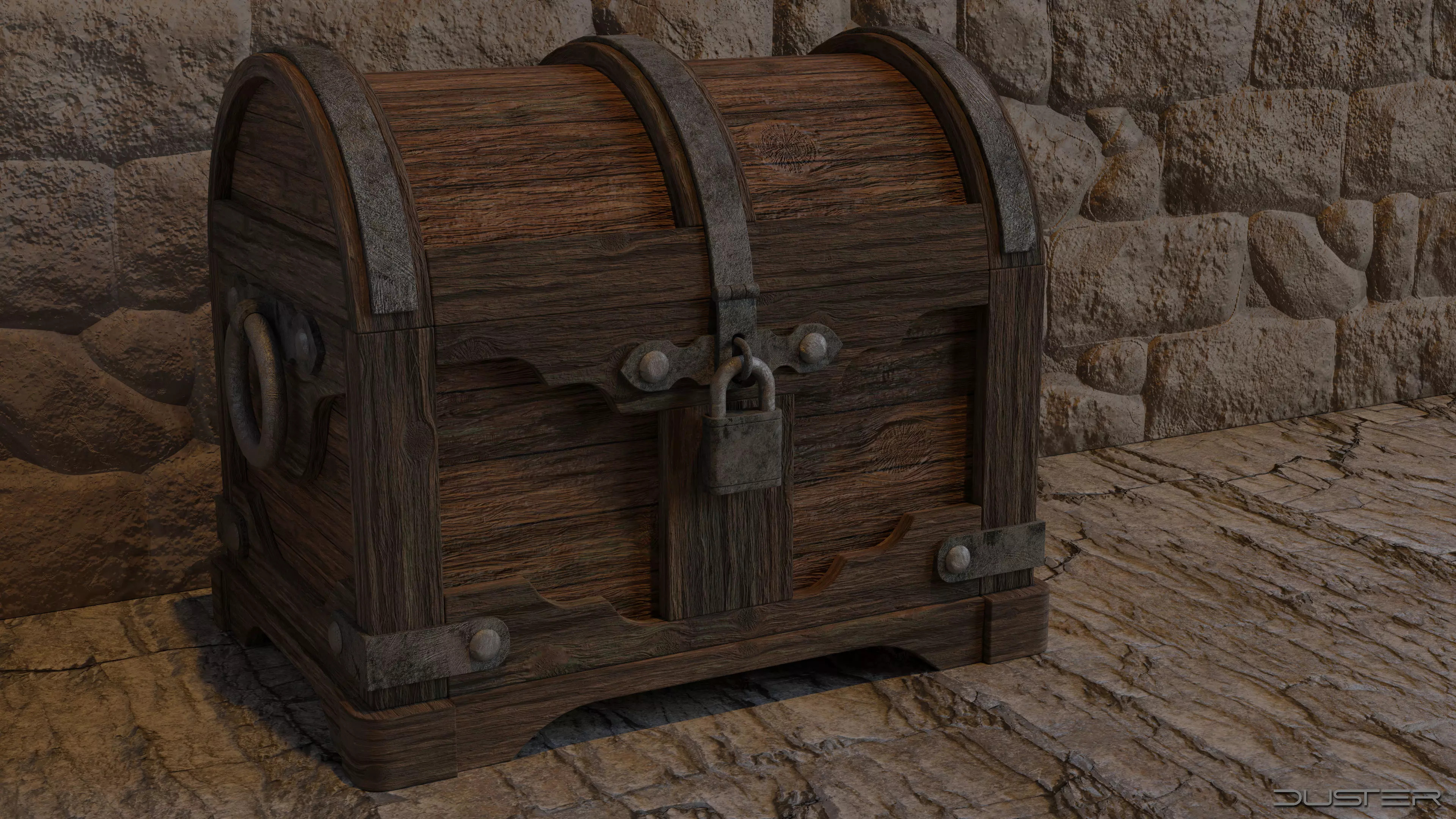 Old Treasure Chest 3D model_0