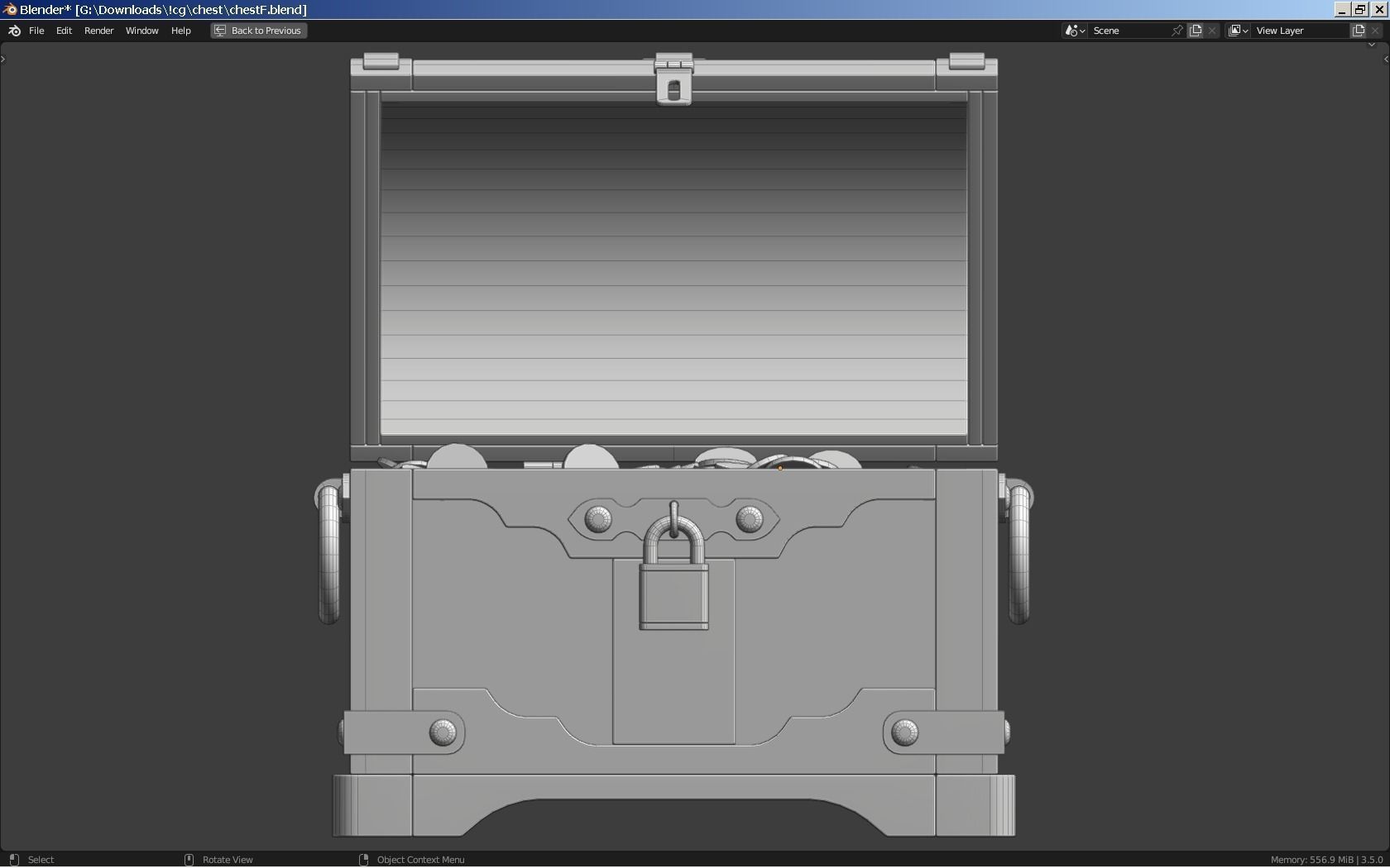 Old Treasure Chest 3D model_3