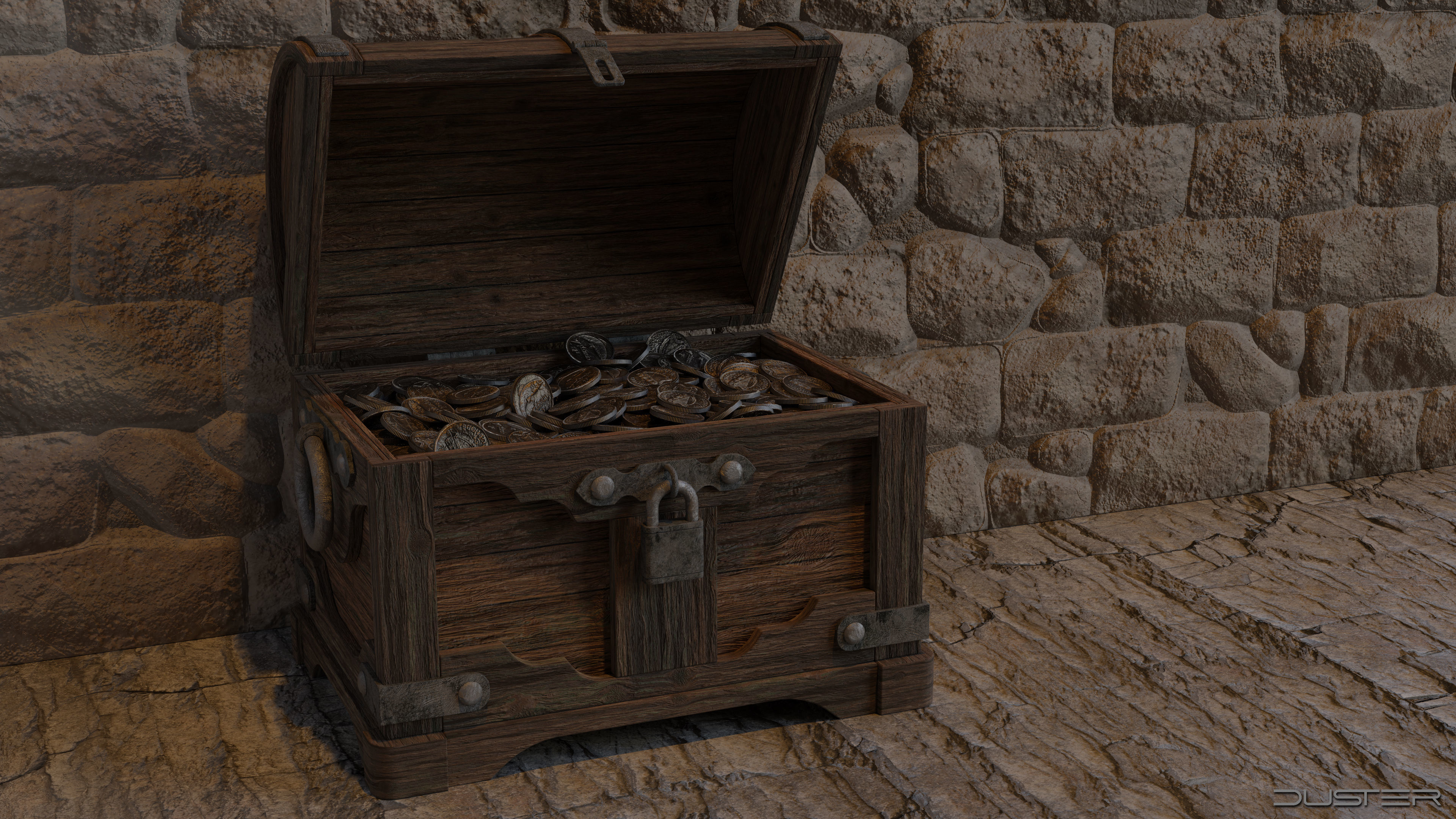 Old Treasure Chest 3D model_1