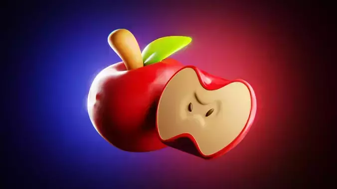Stylized Apple and Slice Pack - Low Poly 3D Fruit Model