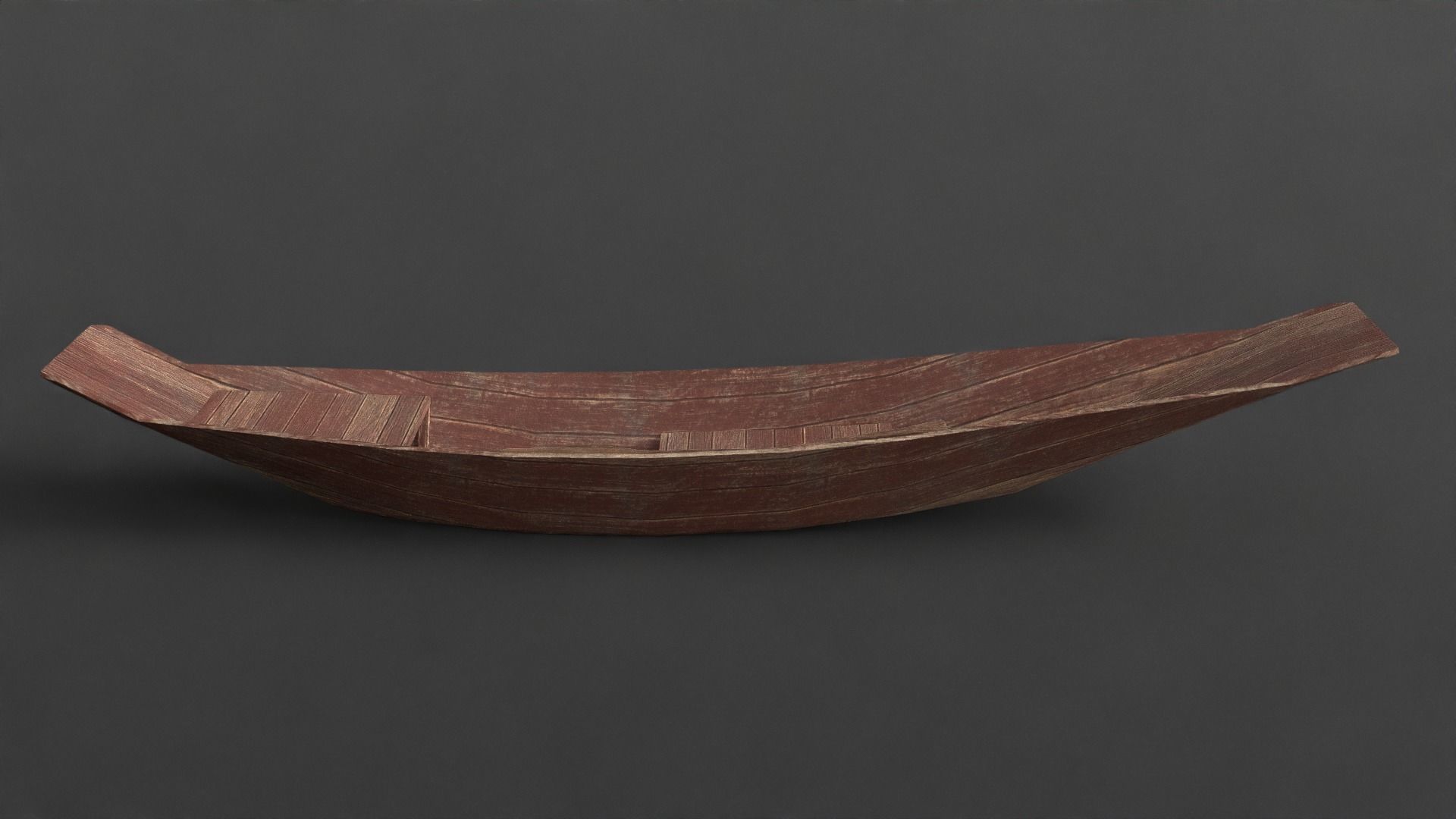 PBR Wooden Row Boat Low-poly 3D model_7