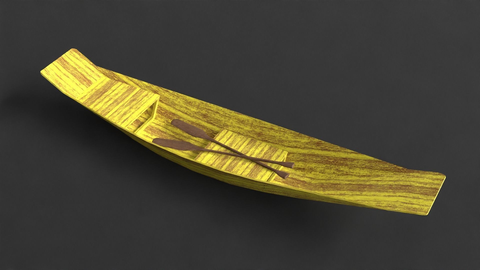 PBR Wooden Row Boat Low-poly 3D model_4