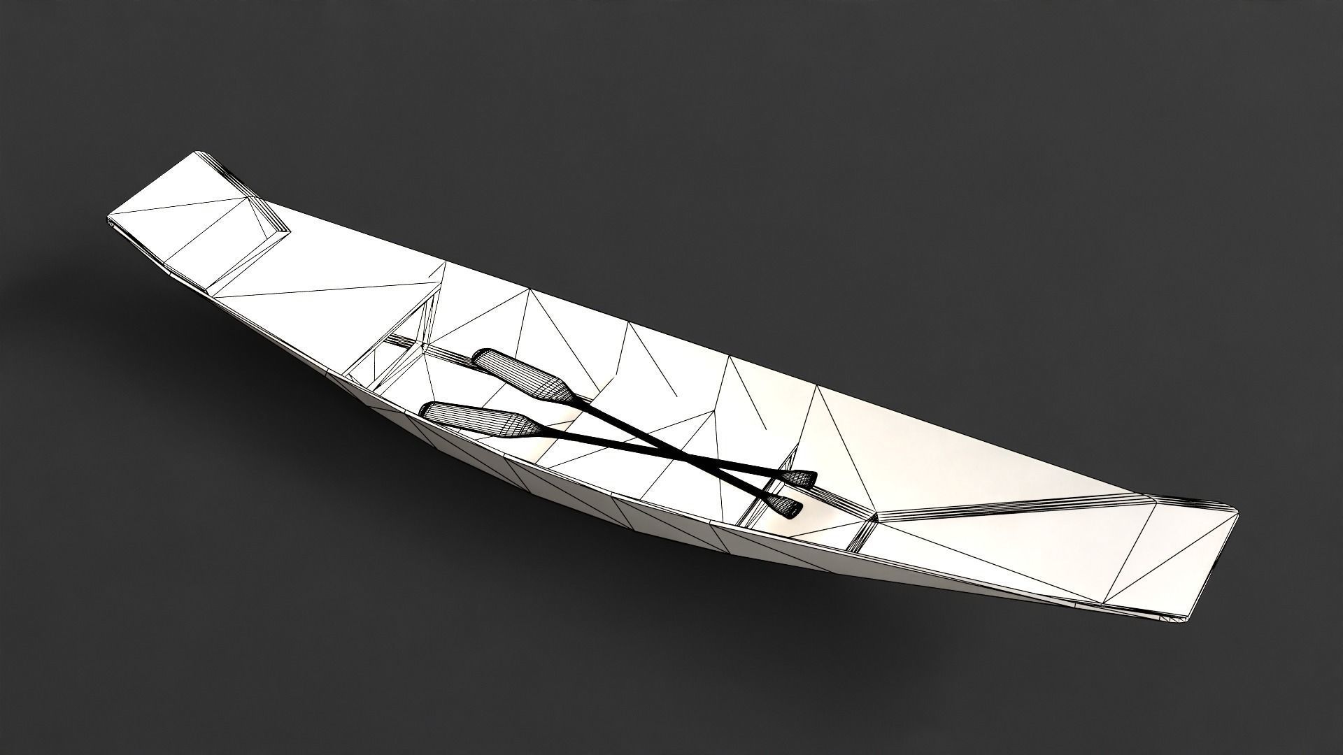 PBR Wooden Row Boat Low-poly 3D model_10