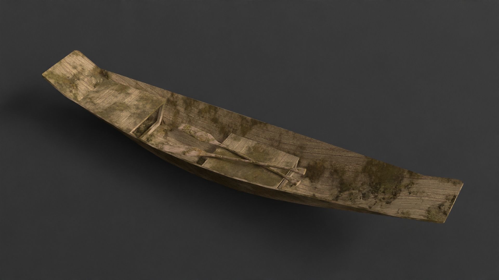 PBR Wooden Row Boat Low-poly 3D model_5