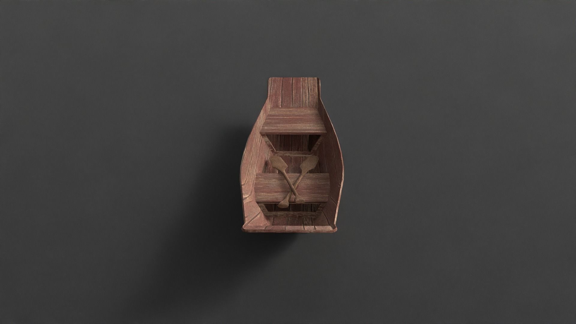 PBR Wooden Row Boat Low-poly 3D model_9