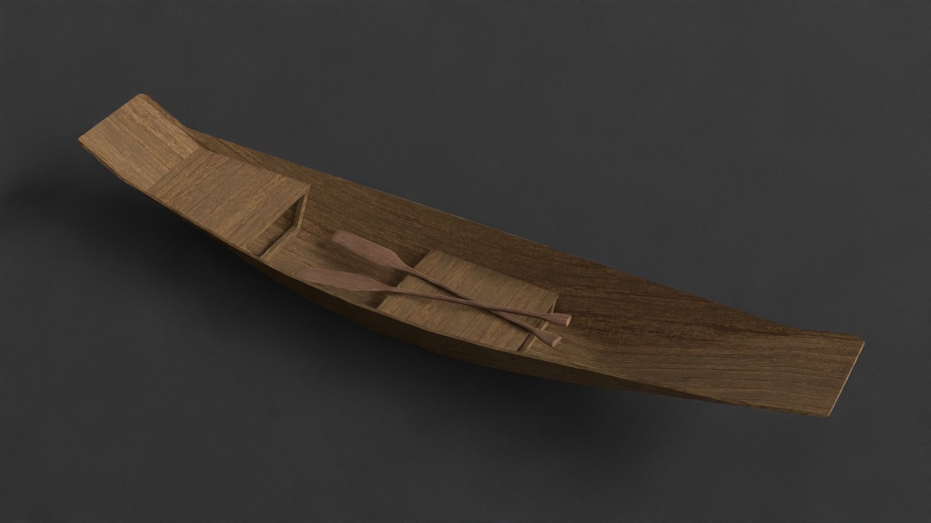 PBR Wooden Row Boat Low-poly 3D model_3