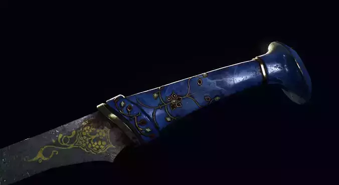 Scimitar with Celestite Gem Hilt Low-poly 3D model