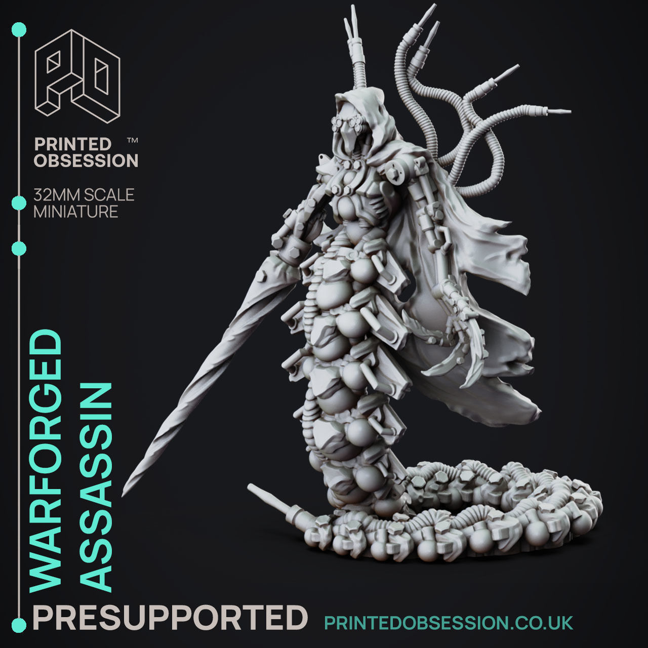 Warforged Assassin - 3D Printable TTRPG - PRESUPPORTED - 32mm 3D print model_1