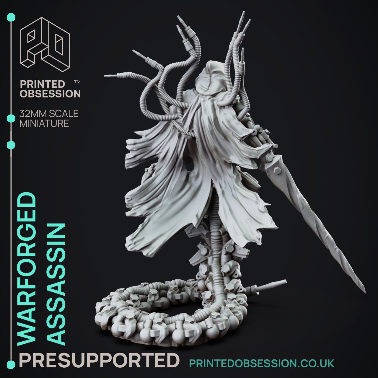 Warforged Assassin - 3D Printable TTRPG - PRESUPPORTED - 32mm 3D print model_2